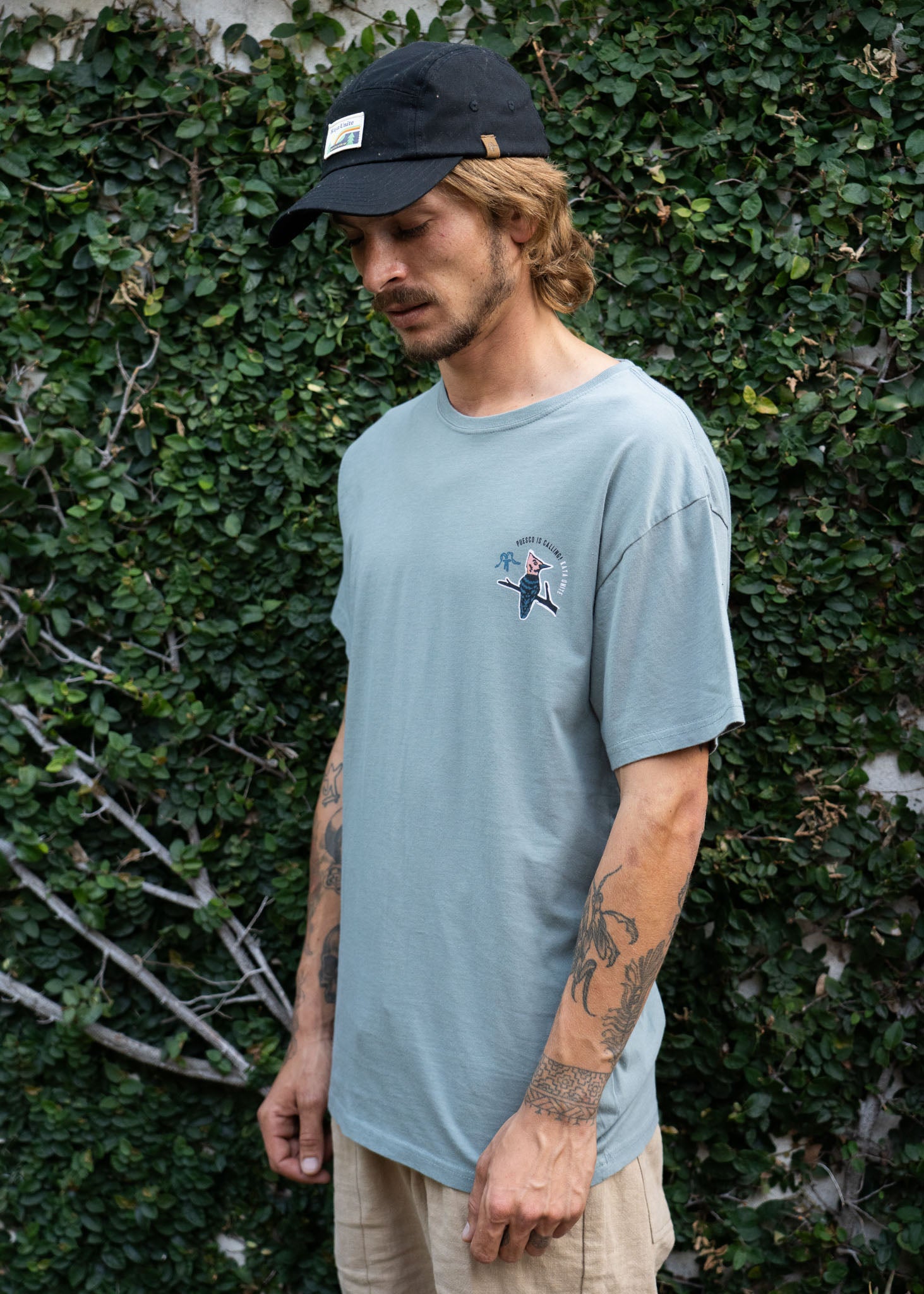 Polera Diseño Algodón Puesco Hombre - Verde Black