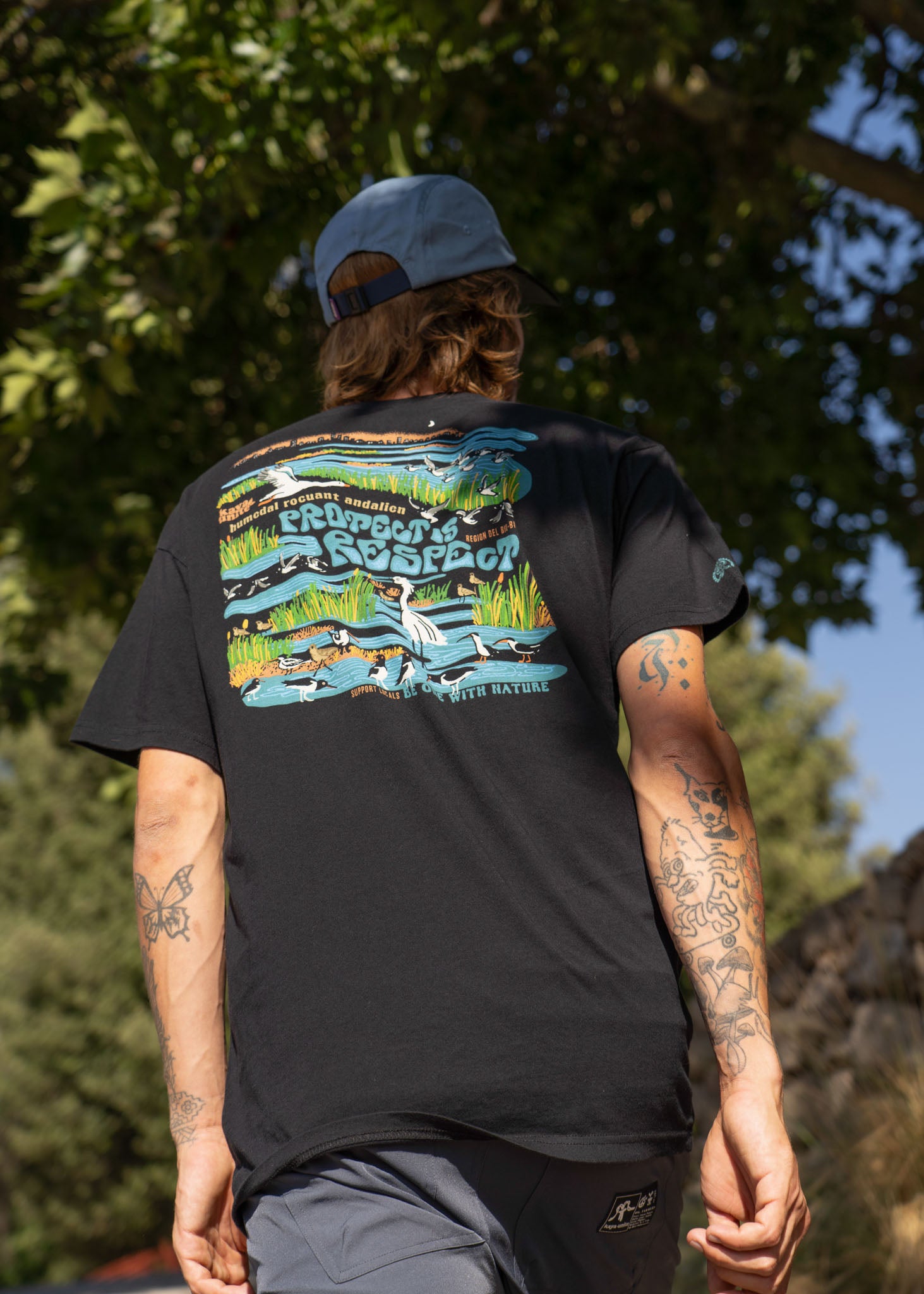 Polera Diseño Algodón Humedal Hombre - Negra Black