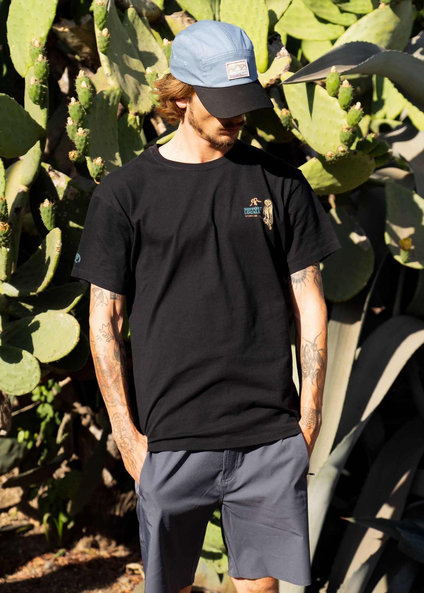 Polera Diseño Algodón Humedal Hombre - Negra Black