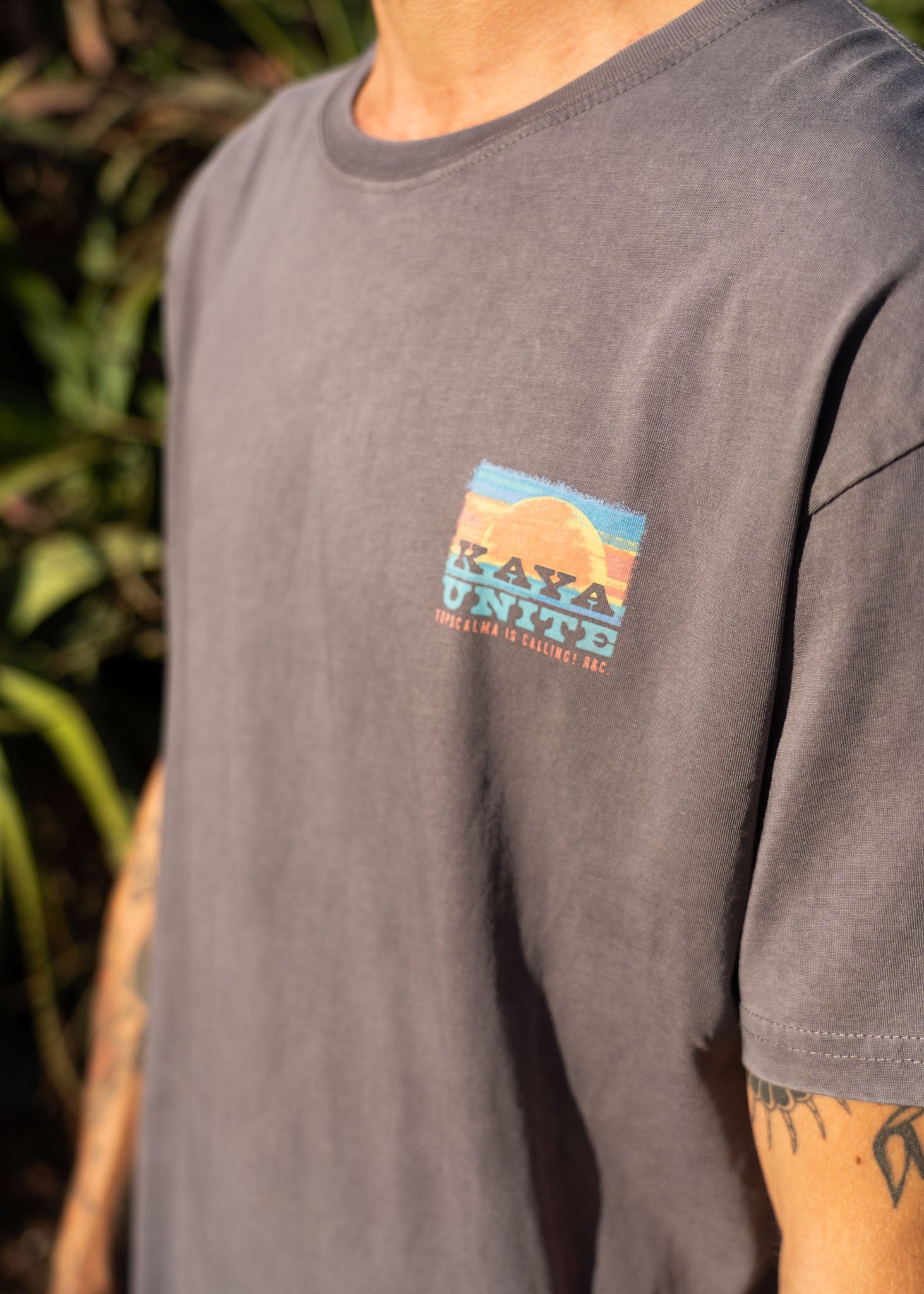 Polera Diseño Algodón Piedra Hombre - Gris Light Slate Gray