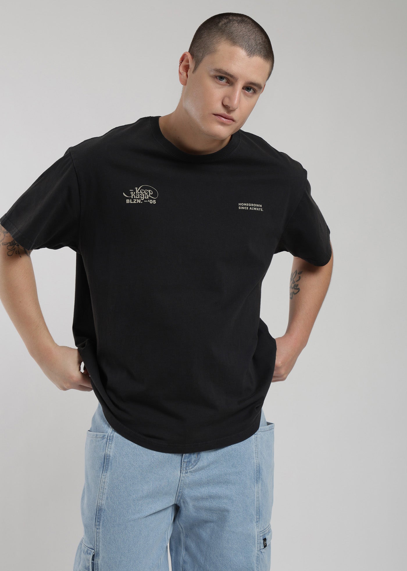 Polera Oversize Algodón Aniversario Hombre - Negro