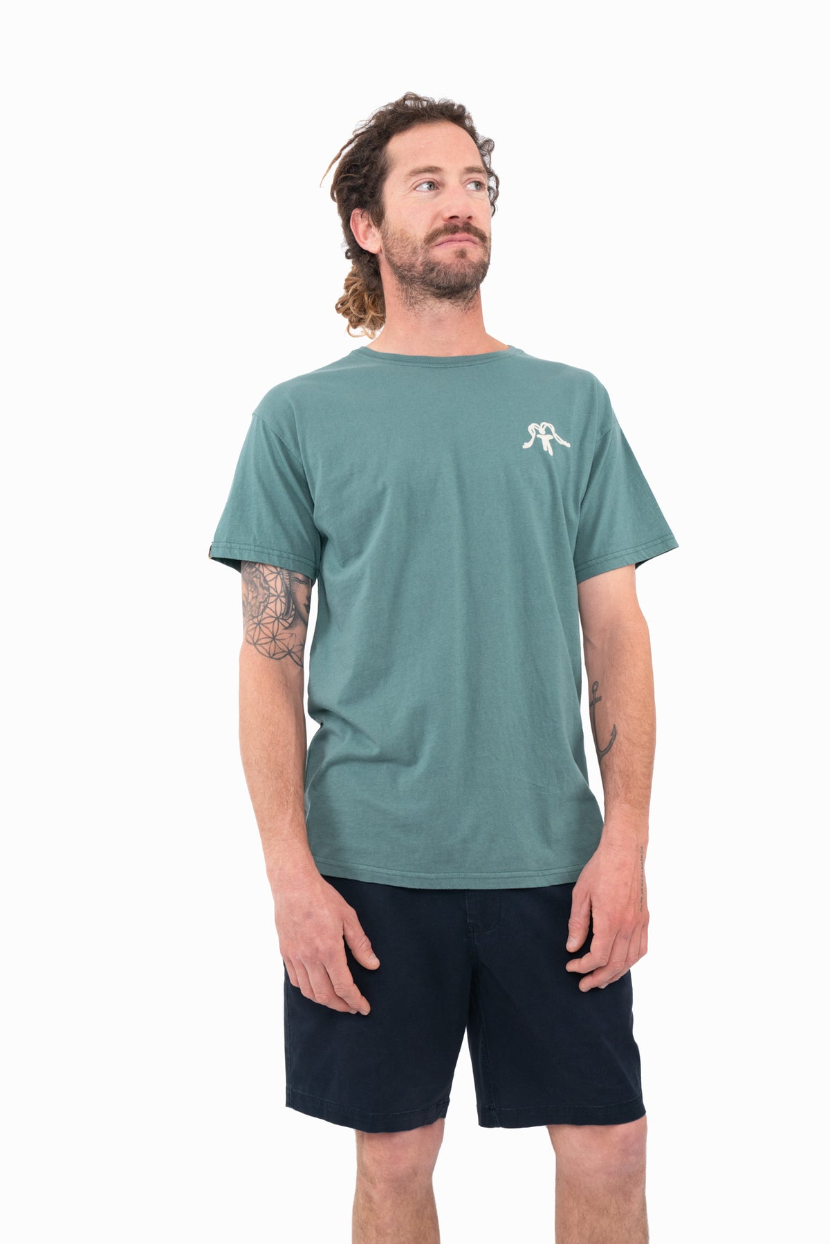 Polera Diseño Algodón Locals Hombre - Petrol White Smoke