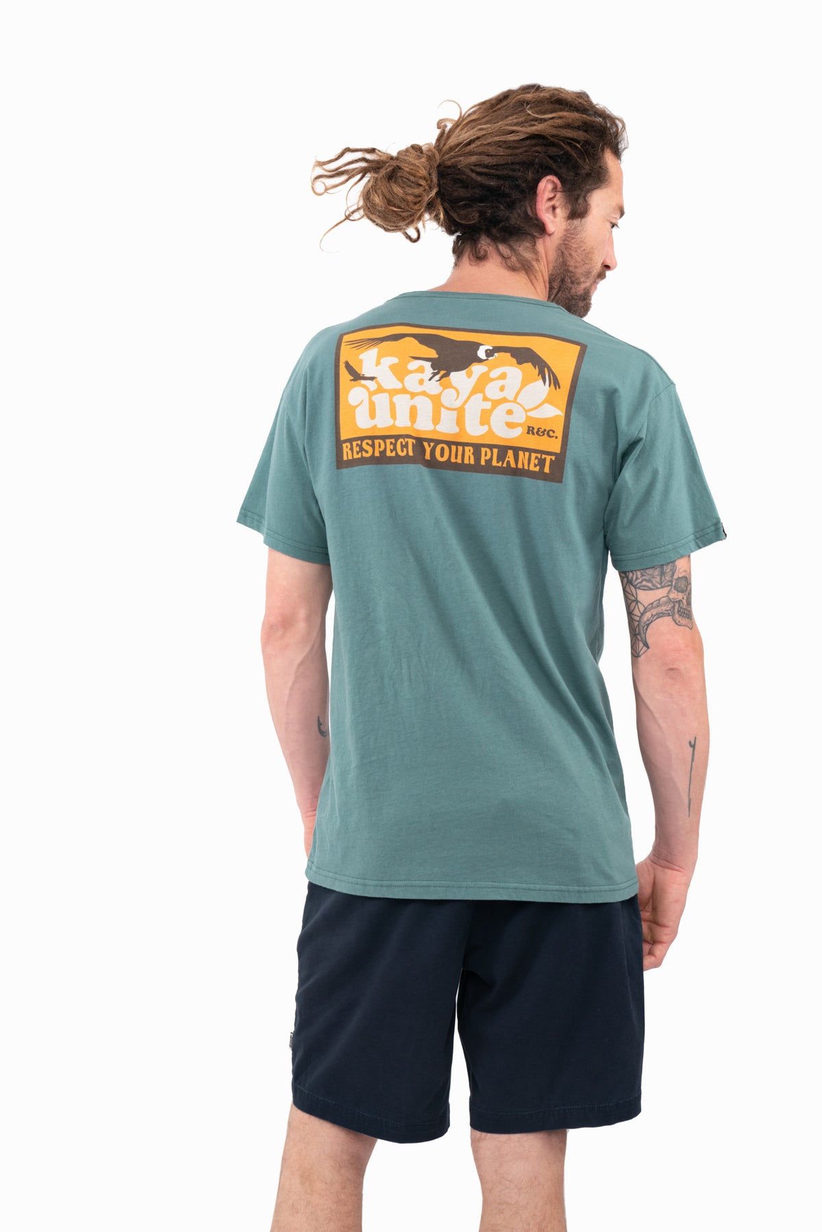 Polera Diseño Algodón Locals Hombre - Petrol White Smoke