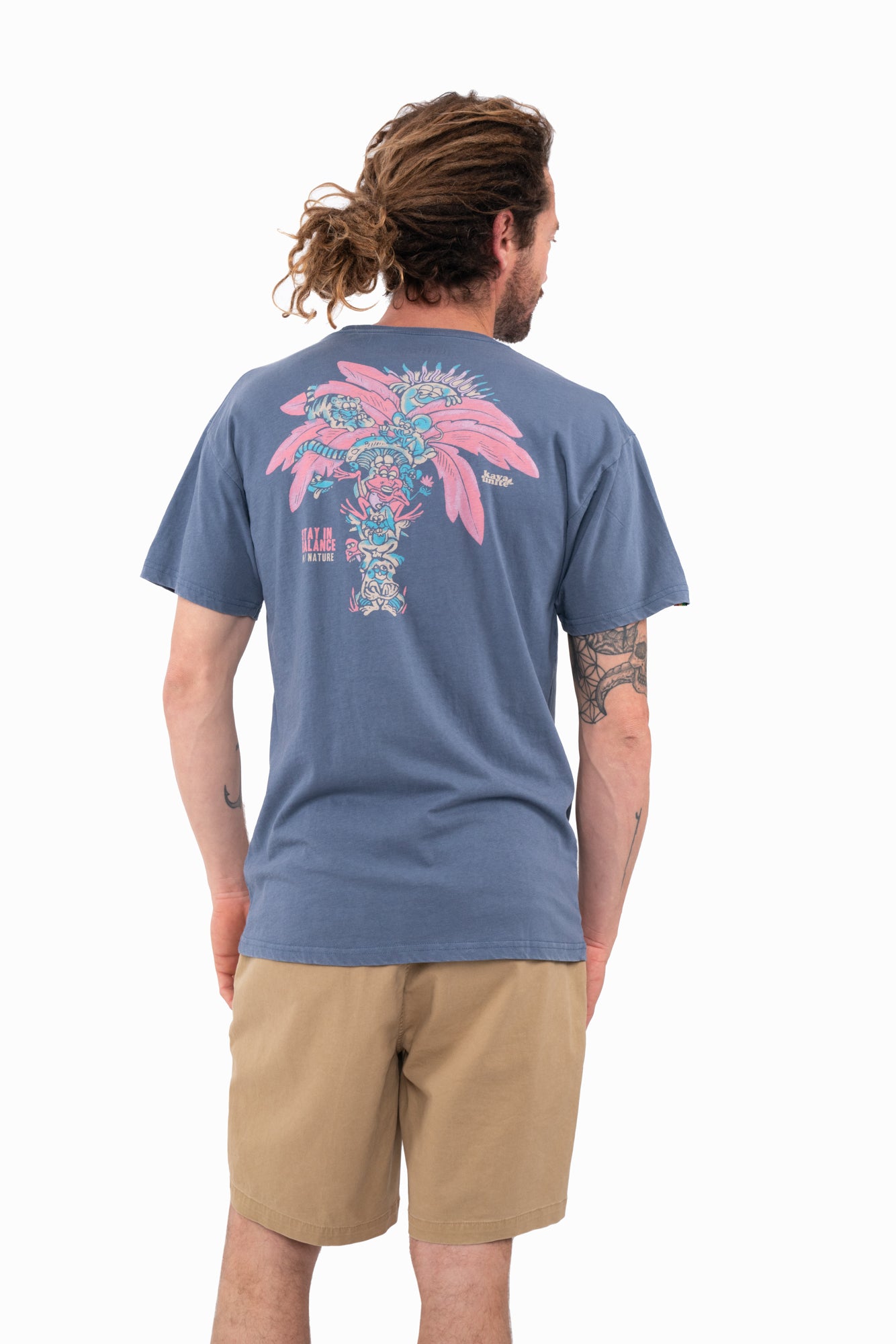 Polera Diseño Algodón Balance Hombre - Azul White Smoke