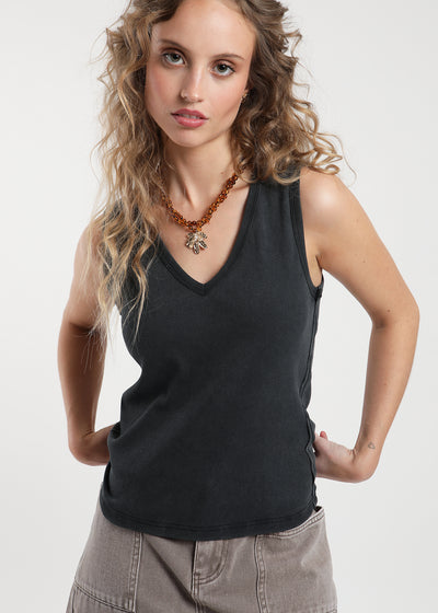 Polera Sin Mangas Algodón Mujer - Negra Lavender