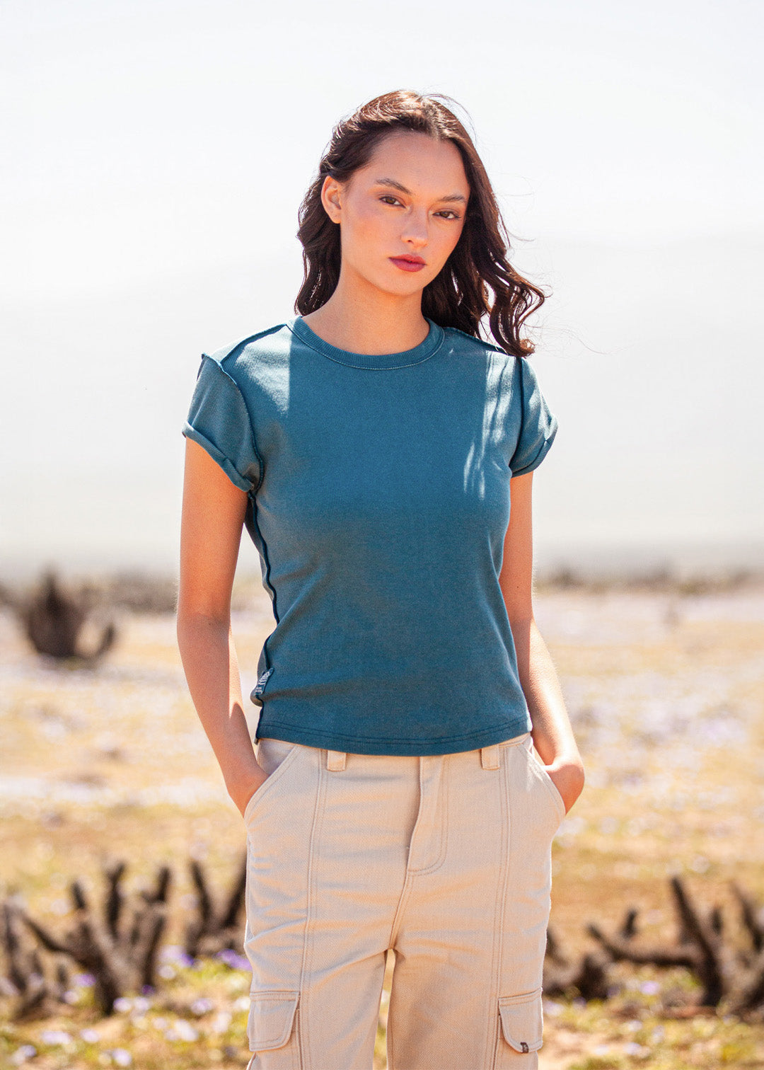 Polera Mujer Algodón - Azulino