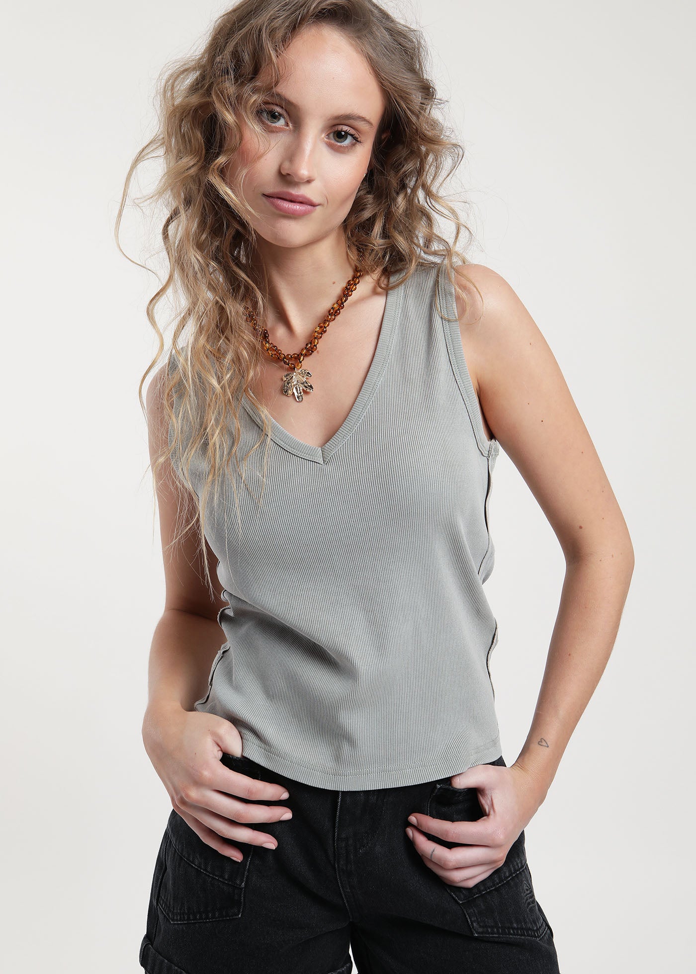 Polera Mujer Tank - Taupe