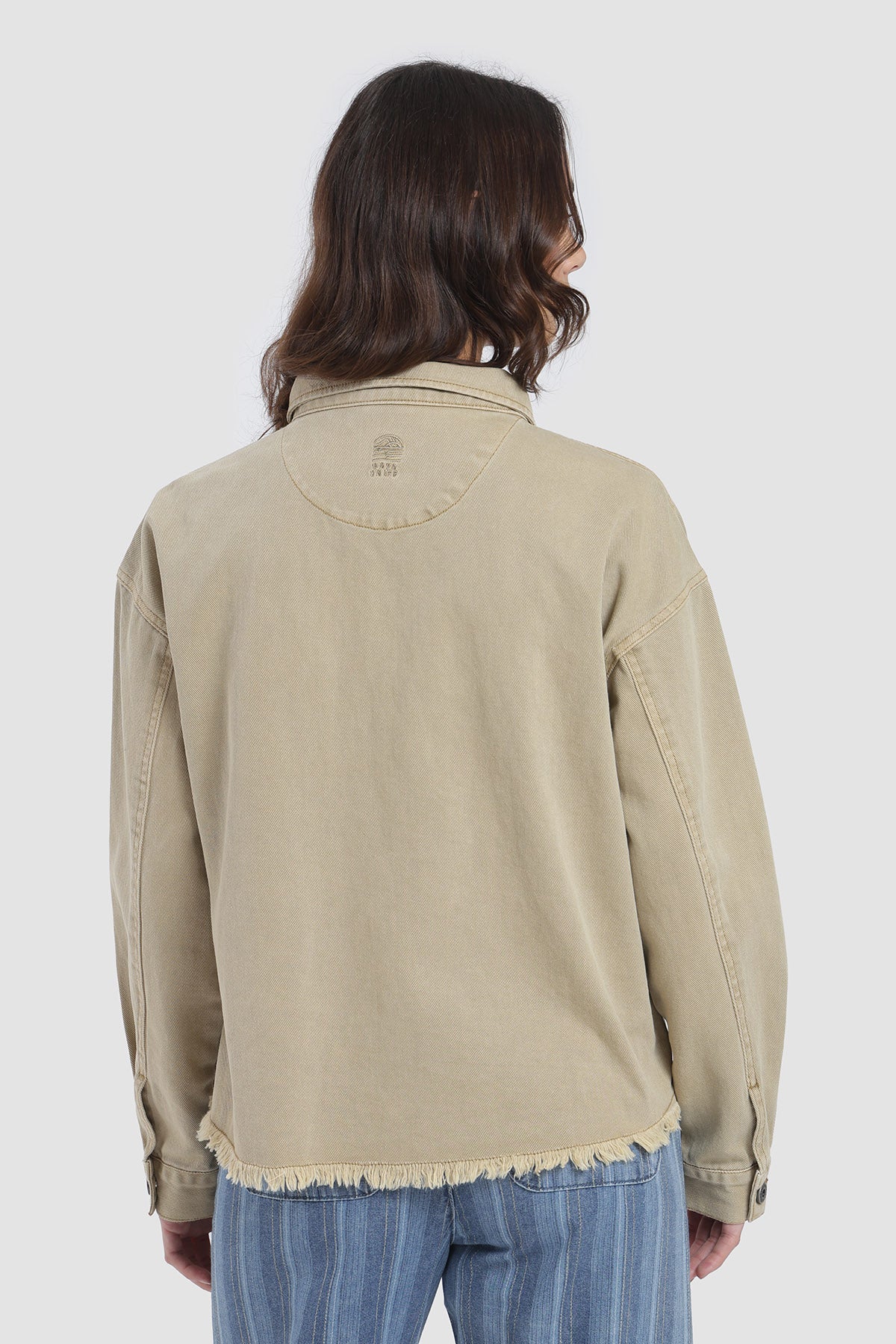 Chaqueta Sobrecamisa Oversize Denim Mujer - Arena