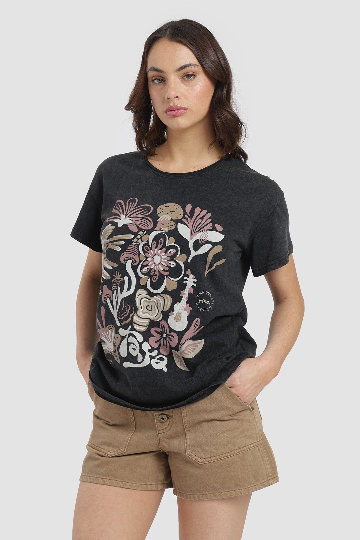Polera Diseño Roots Algodón Mujer - Negro