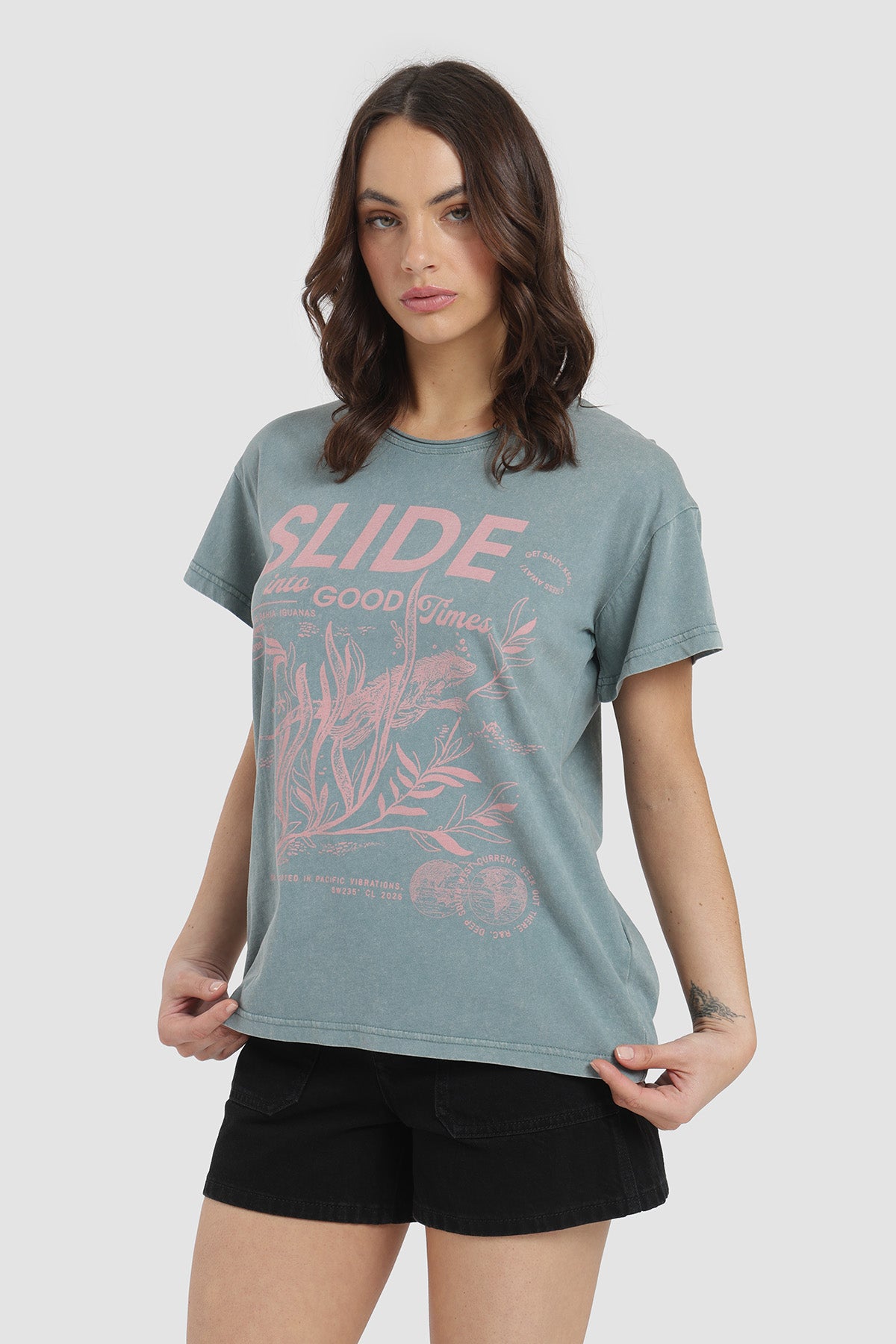 Polera Diseño Slide Algodón Mujer - Petróleo