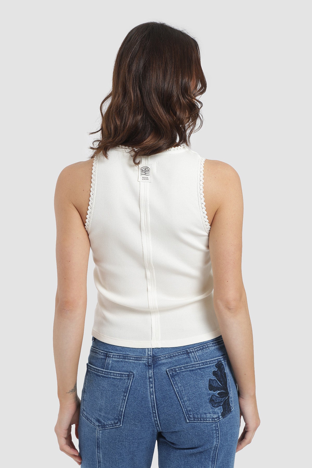 Polera Sin Mangas Rib Botanic Mujer - Crudo