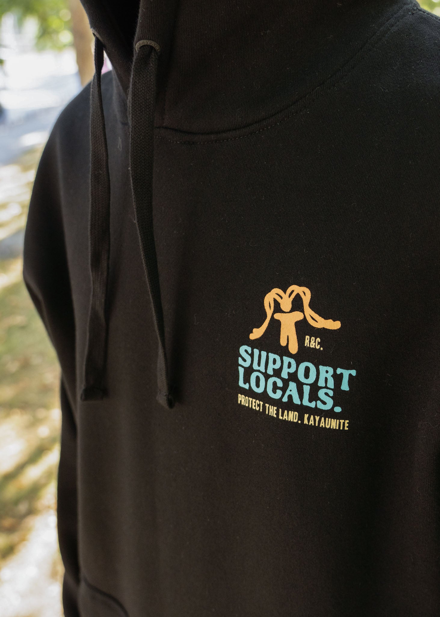 Polerón Hoodie Algodón Locals Humedal Hombre - Negro Black