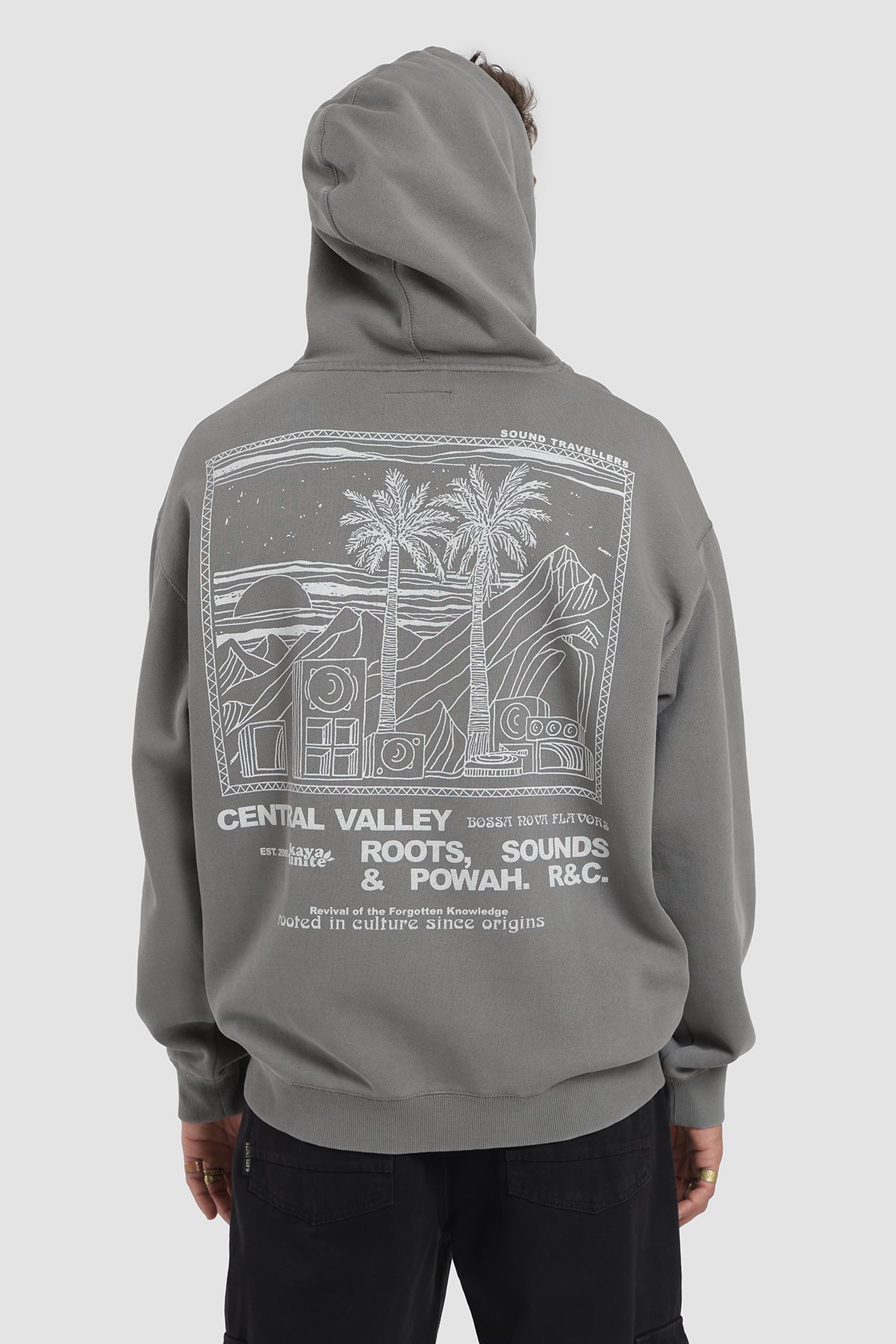 Polerón Hoodie Oversize Diseño Central Valley Hombre - Carbón