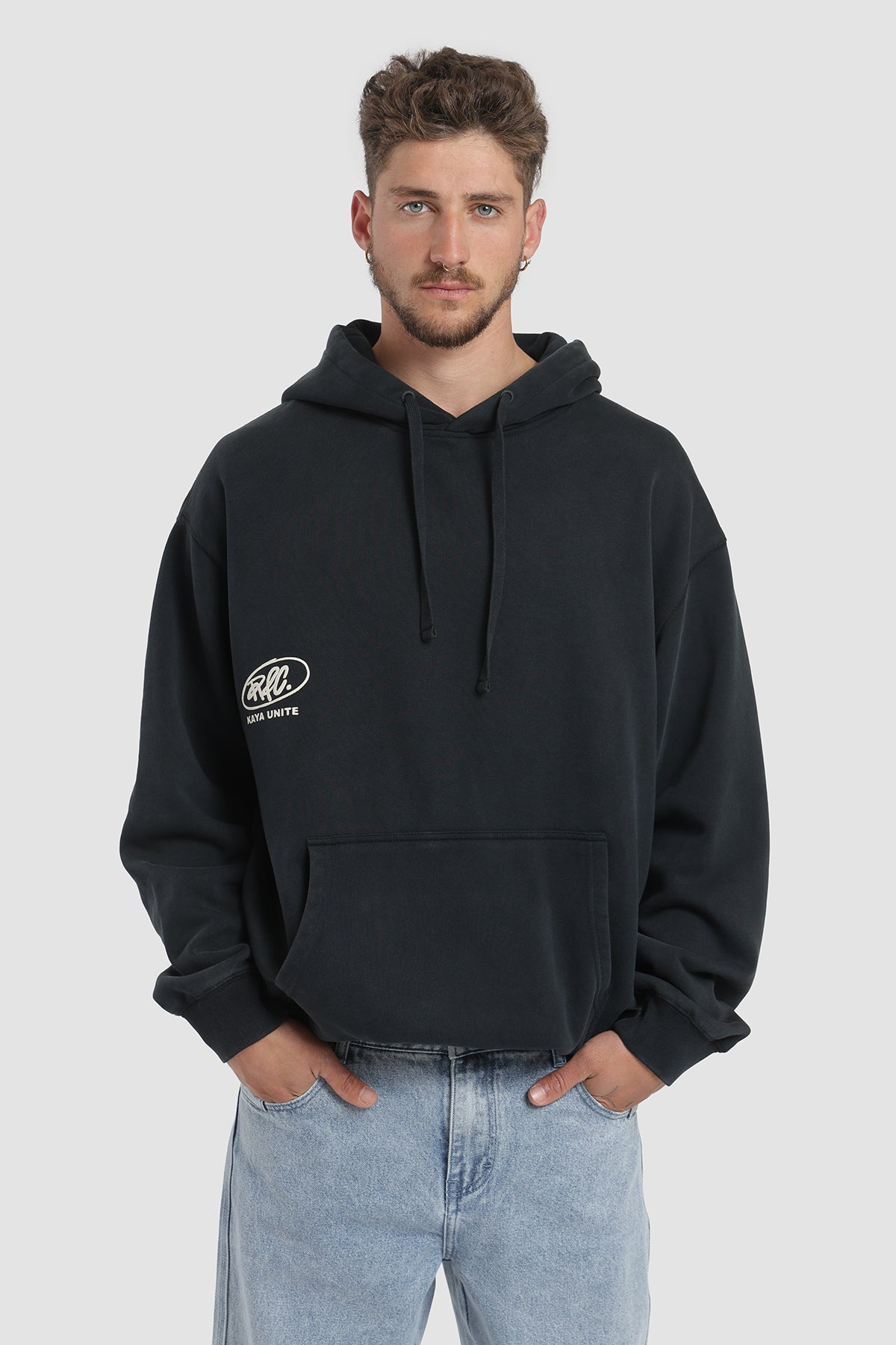 Polerón Hoodie Oversize Diseño Respect Hombre - Negro