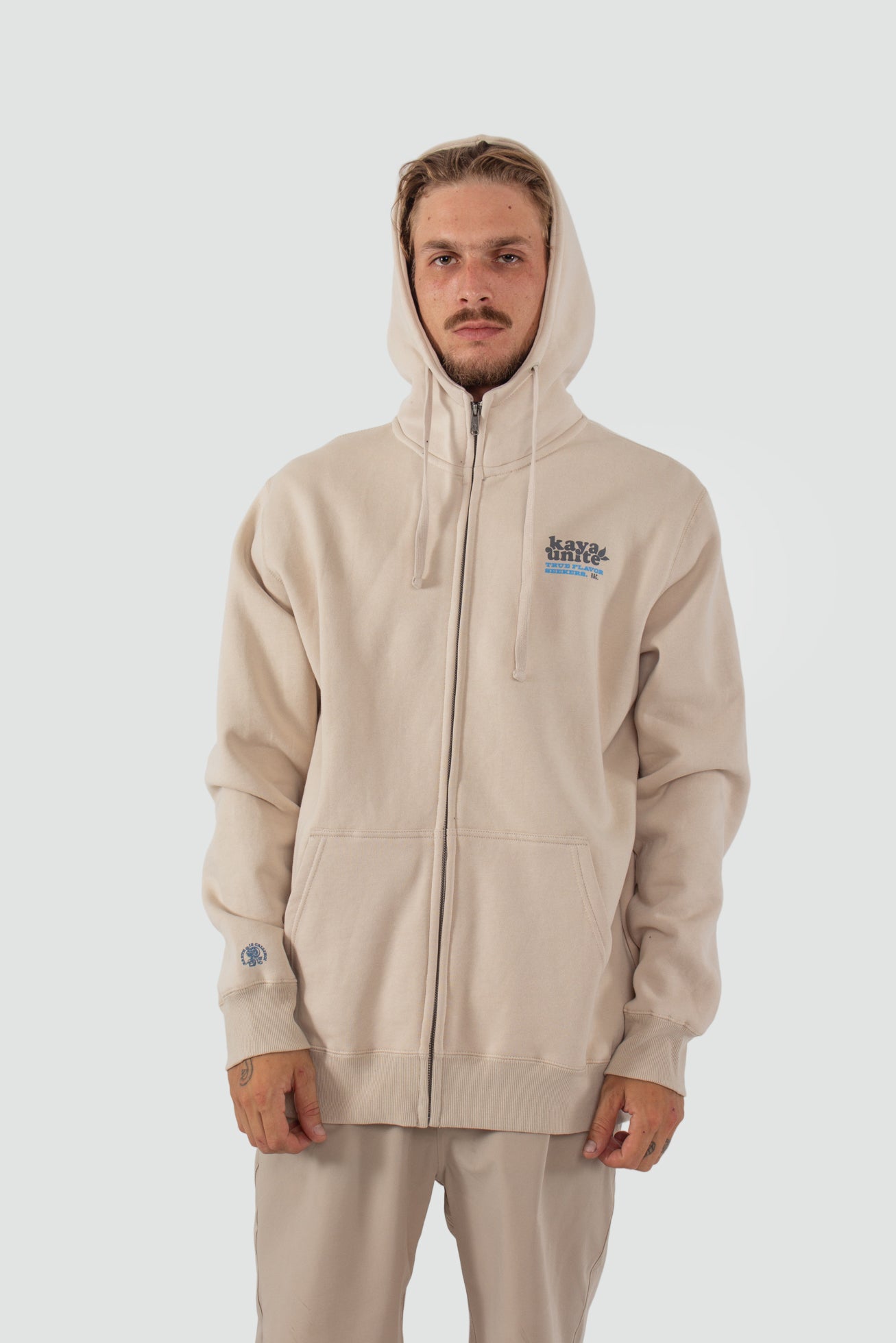 Polerón Full Zip Protect - Bone