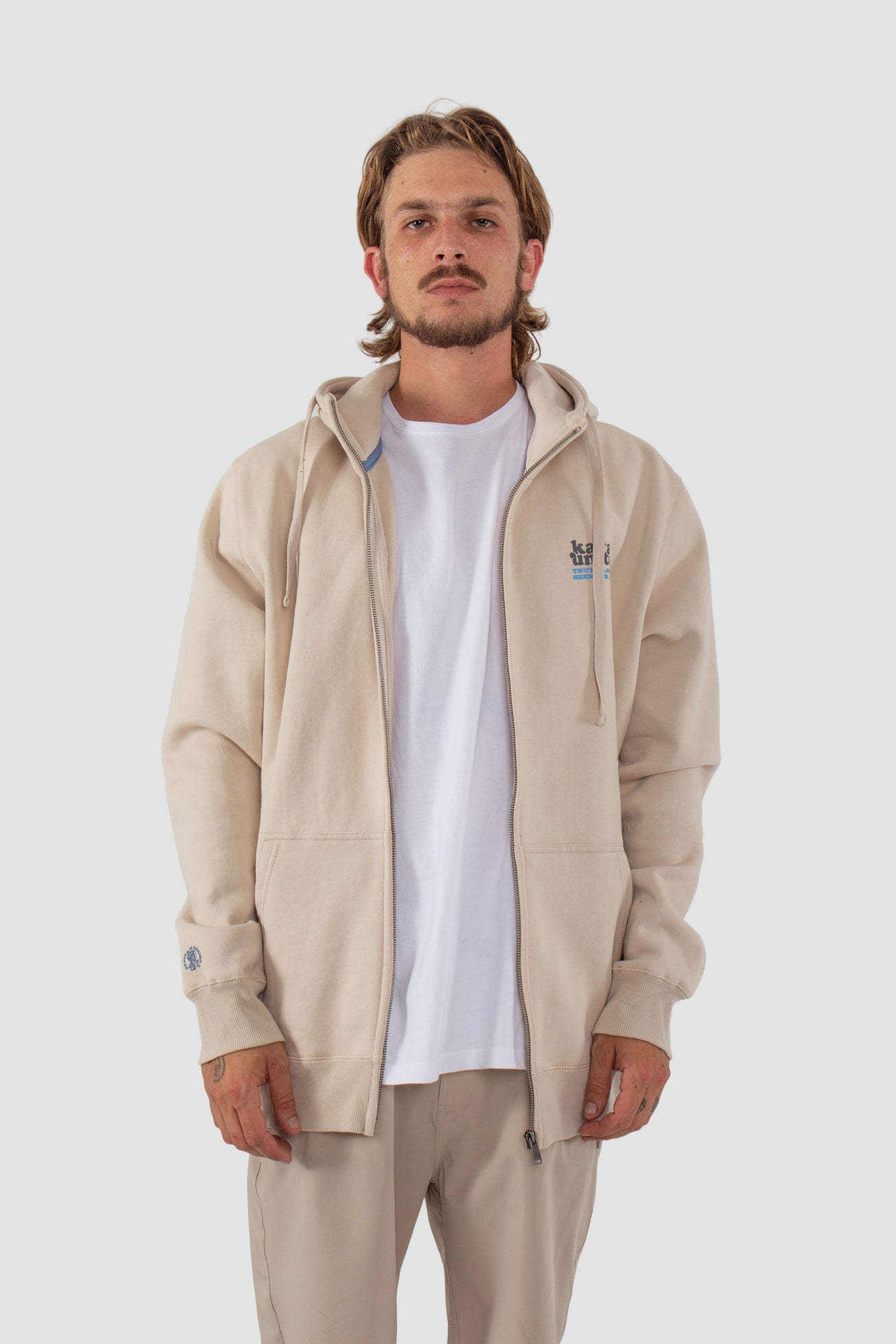 Polerón Full Zip Protect - Bone