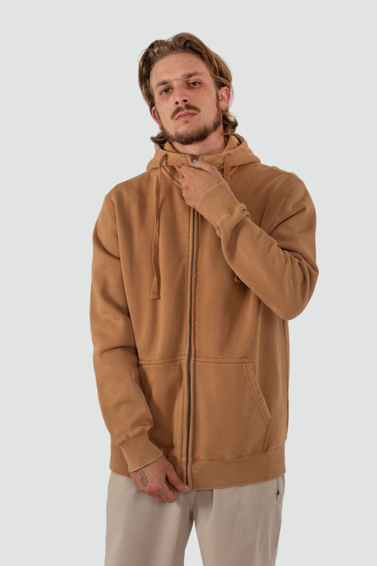 Polerón Full Zip Daily - Tobacco
