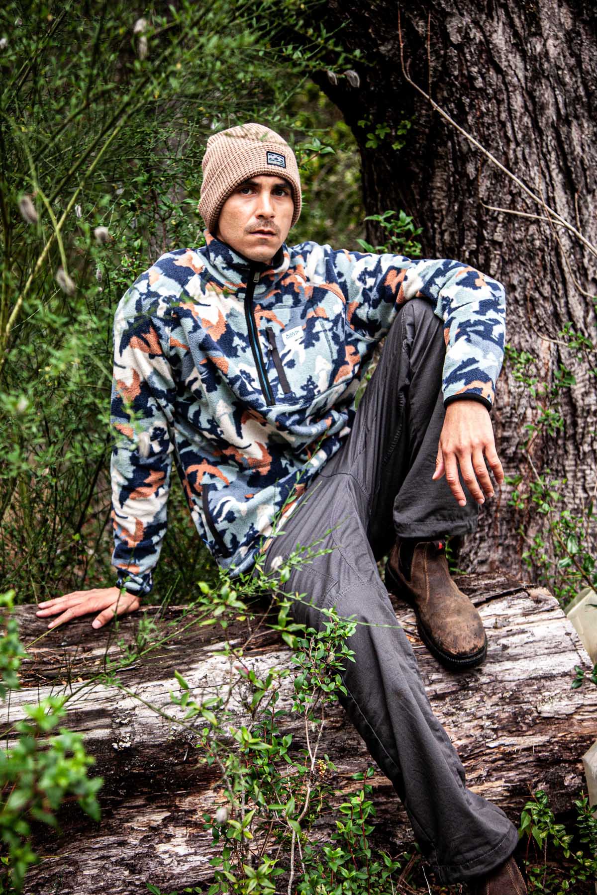 Polar Medio Cierre Patch Geo Hombre - Azul