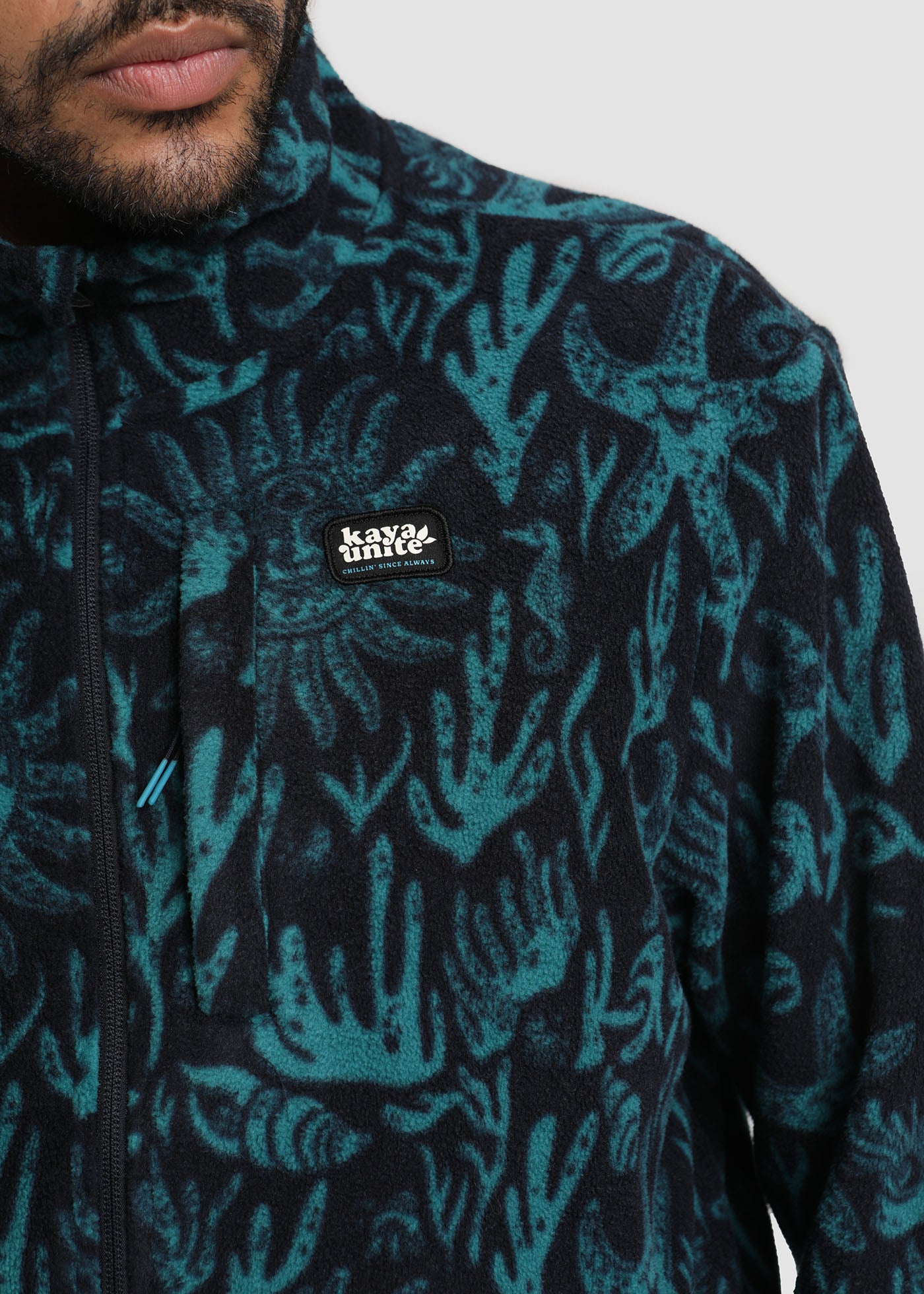 Polar Full Zip Hombre Coral - Teal