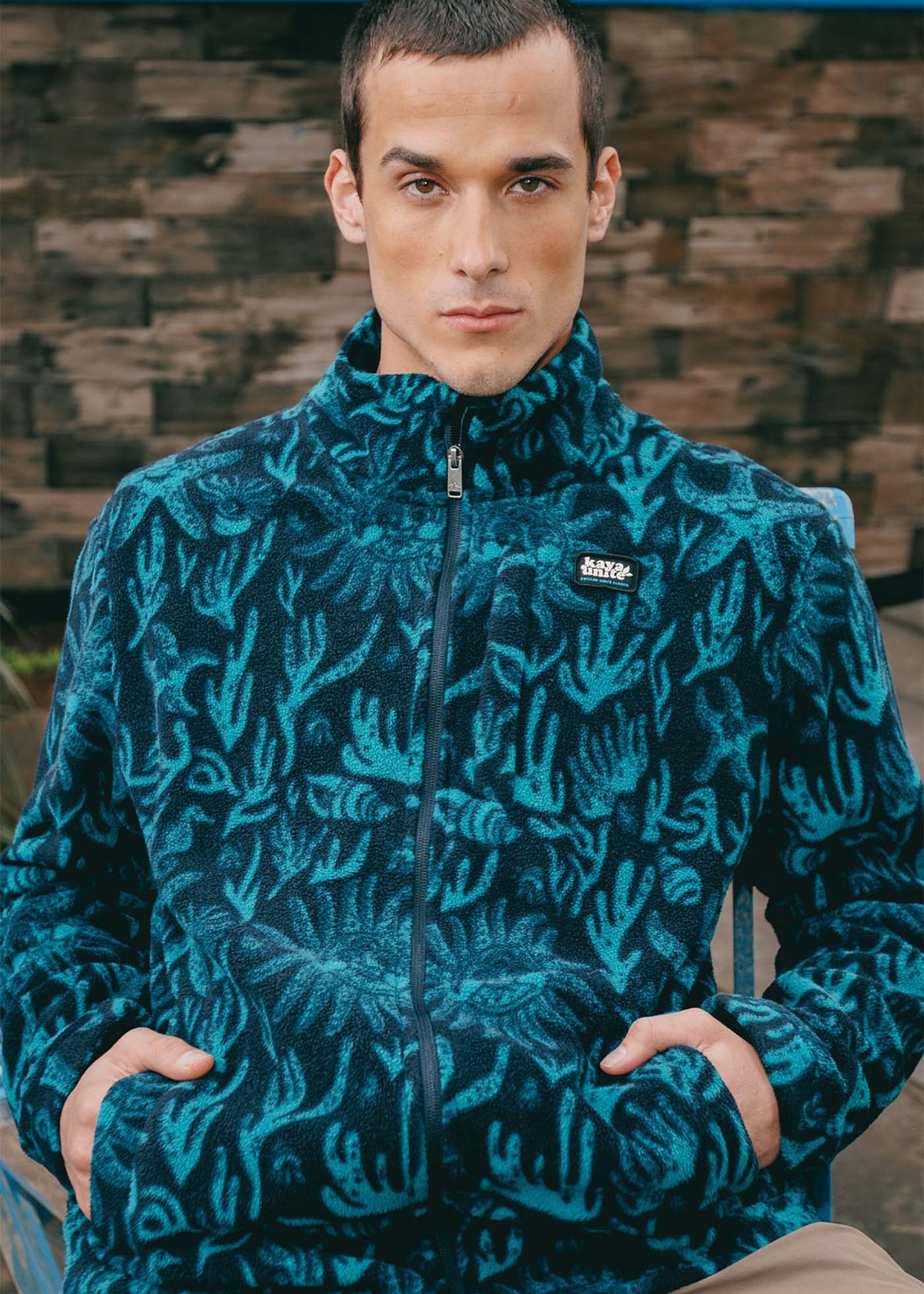 Polar Full Zip Hombre Coral - Teal