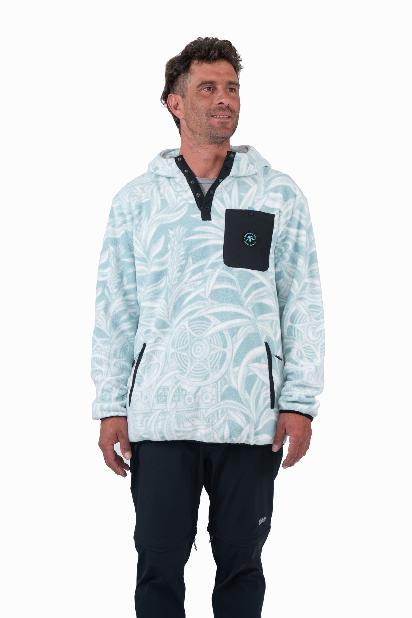 Polar Medio Cierre Hood Tupa Hombre - Teal White Smoke
