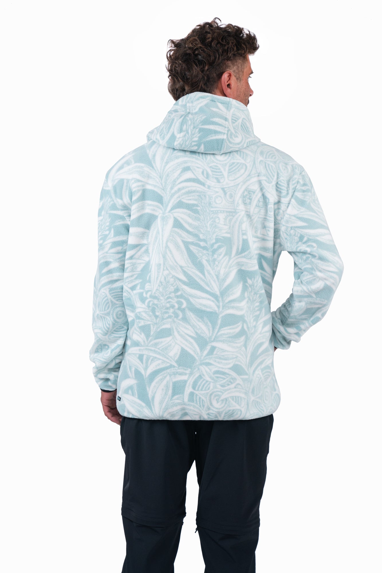 Polar Medio Cierre Hood Tupa Hombre - Teal White Smoke