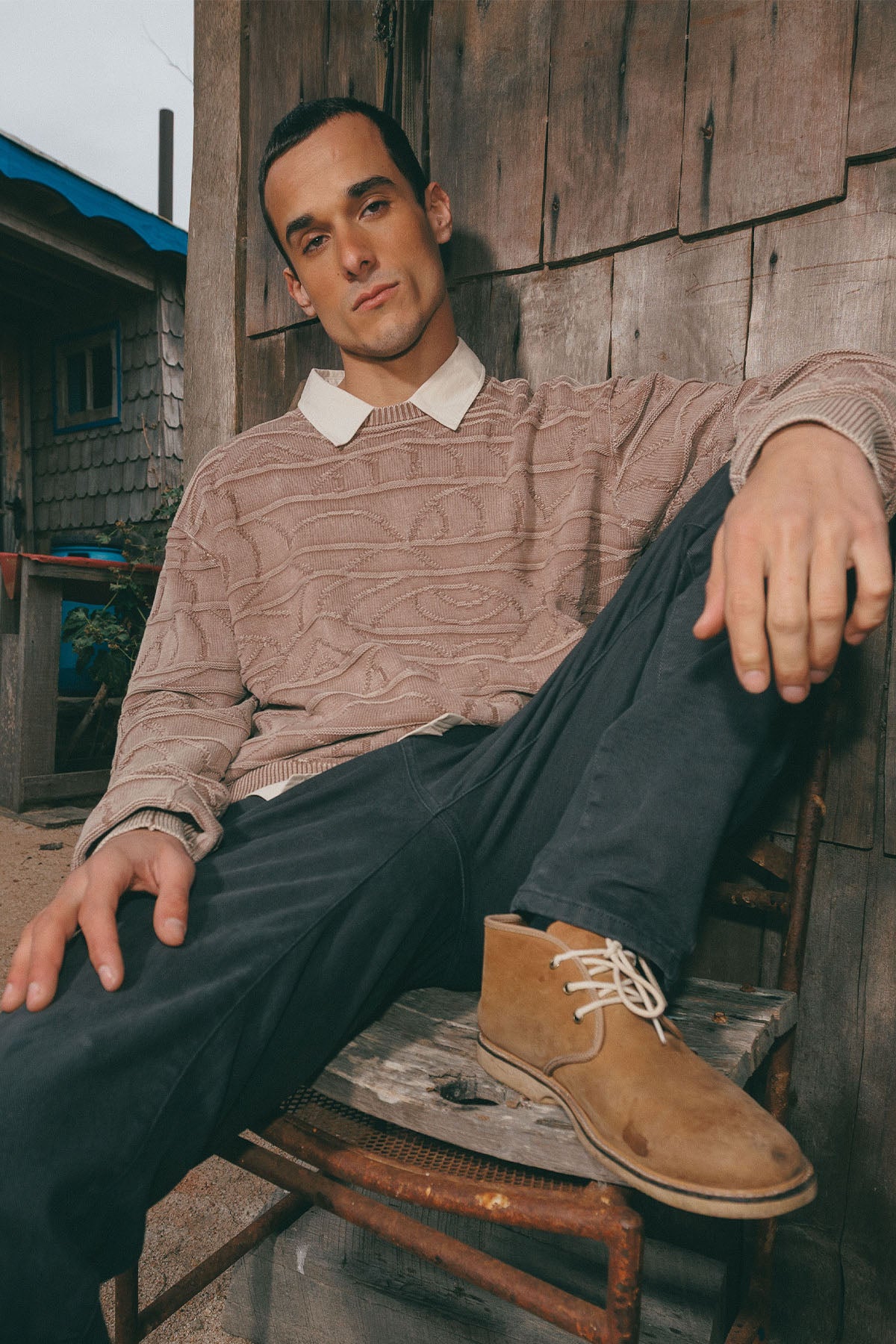 Chaleco Algodón Jacquard Hombre - Camel