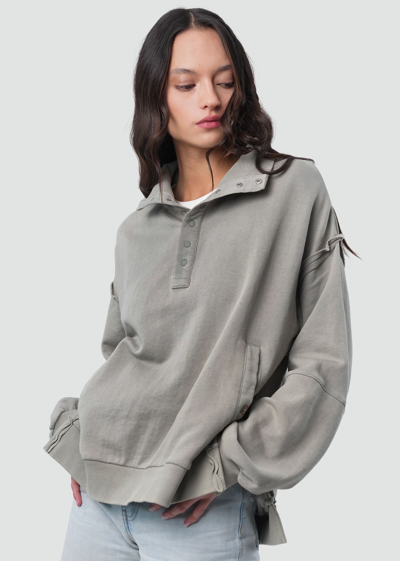 Polerón Mujer Mid Snaps - Verde Claro