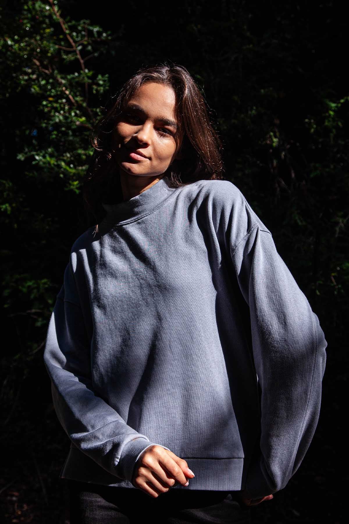 Polerón Mock Neck Mujer - Denim