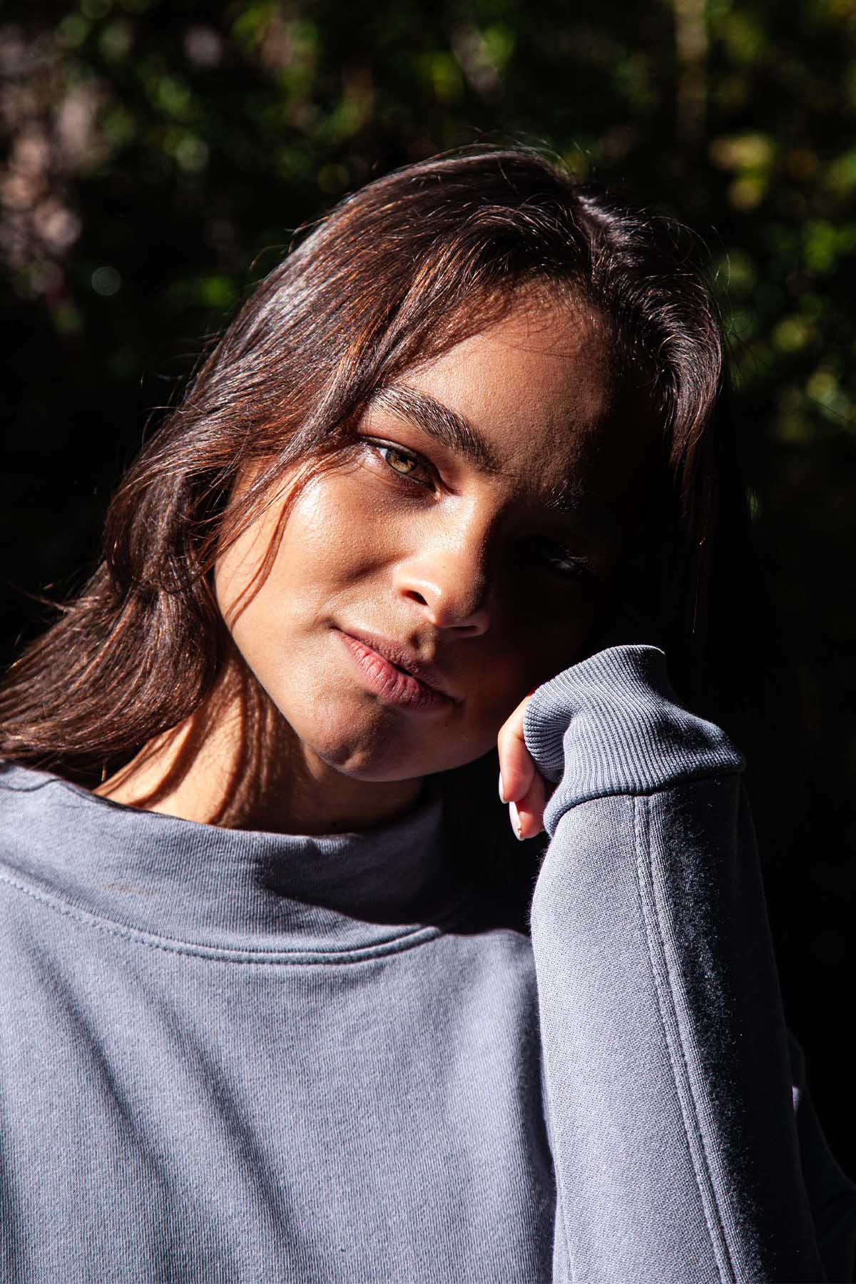 Polerón Mock Neck Mujer - Denim