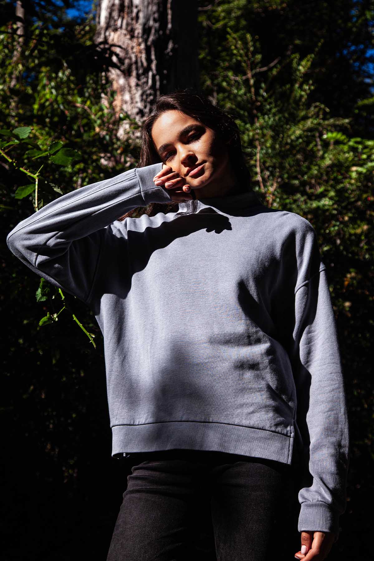Polerón Mock Neck Mujer - Denim