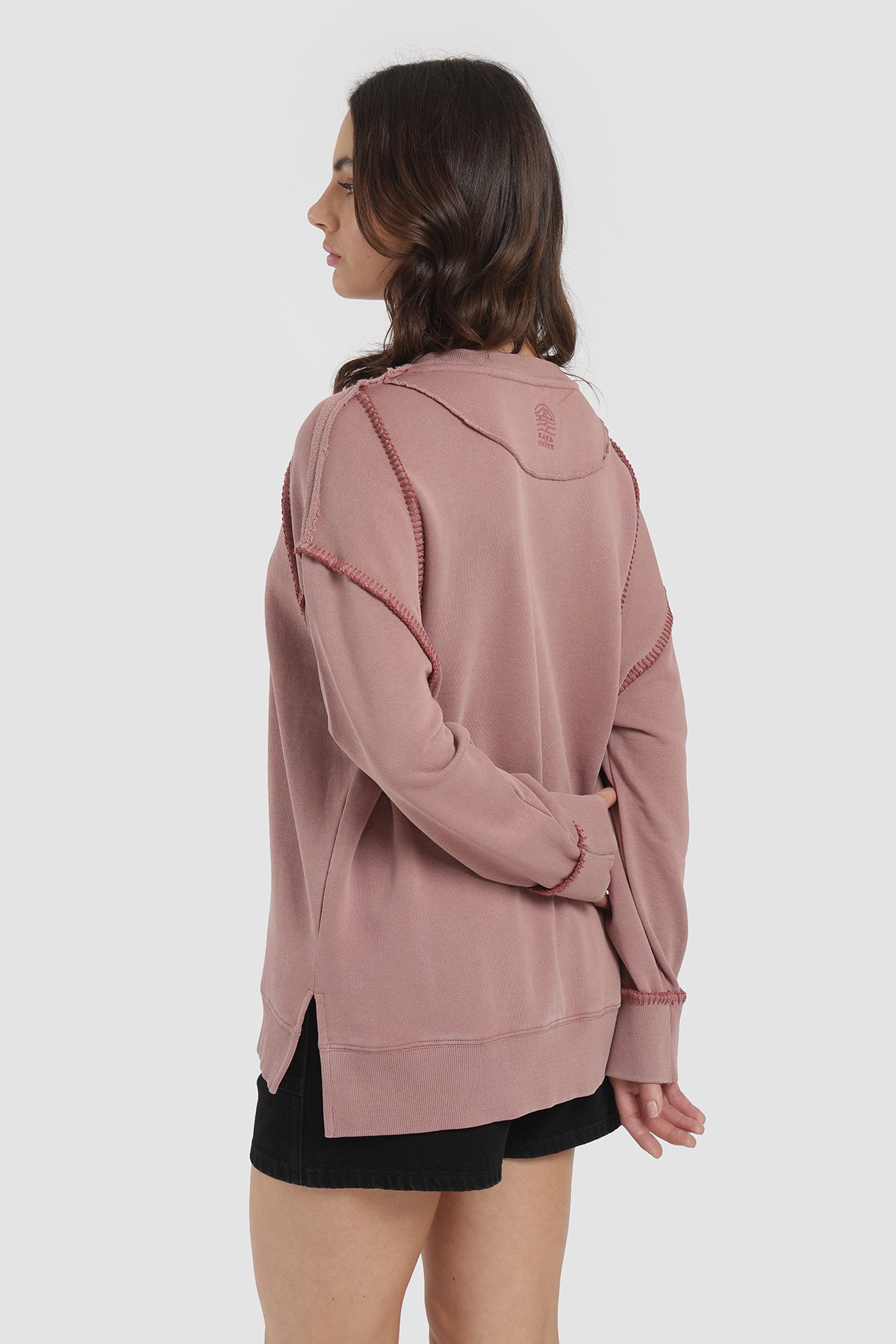 Polerón Crewneck Pespuntes Mujer - Malva