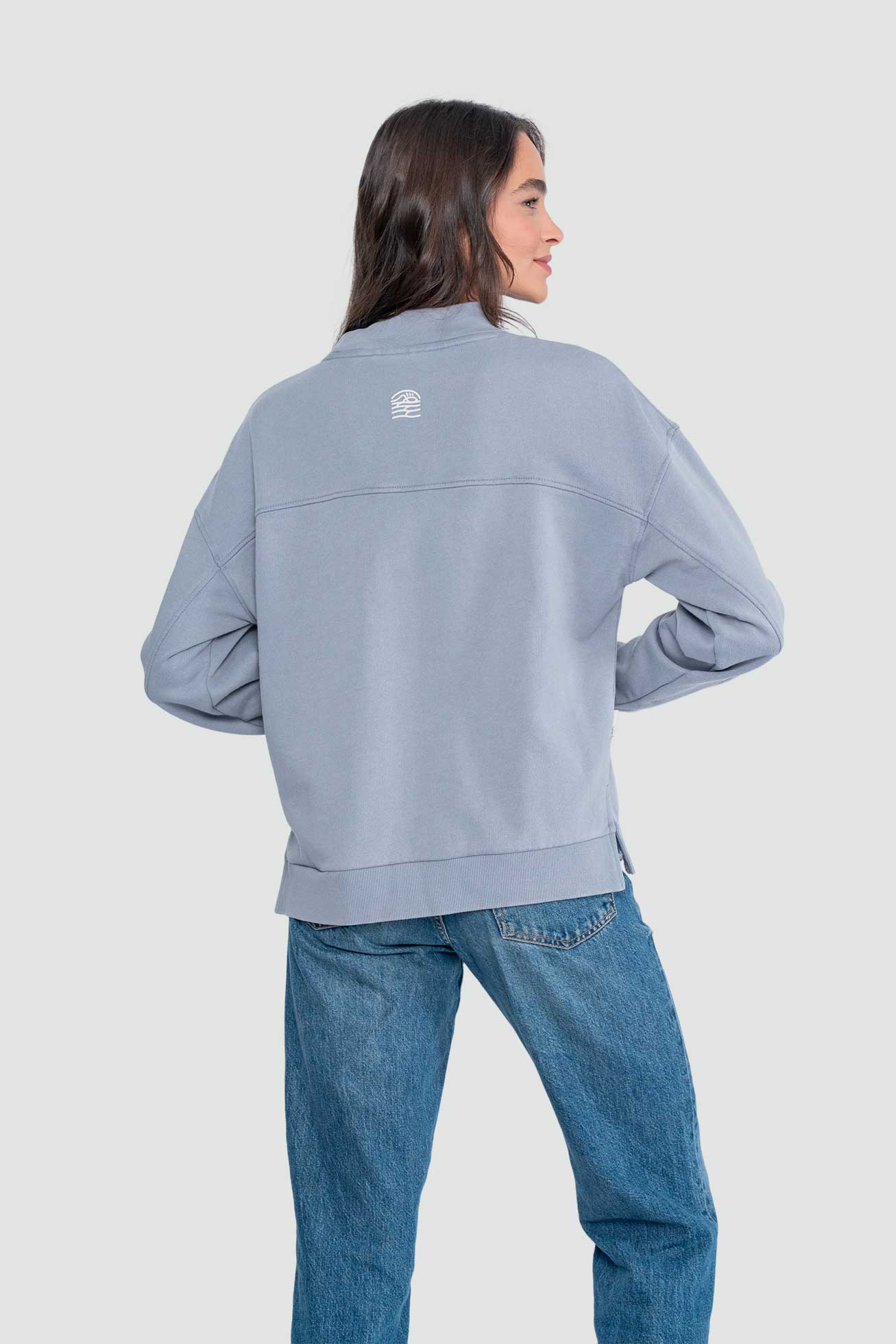 Polerón Mock Neck Mujer - Denim