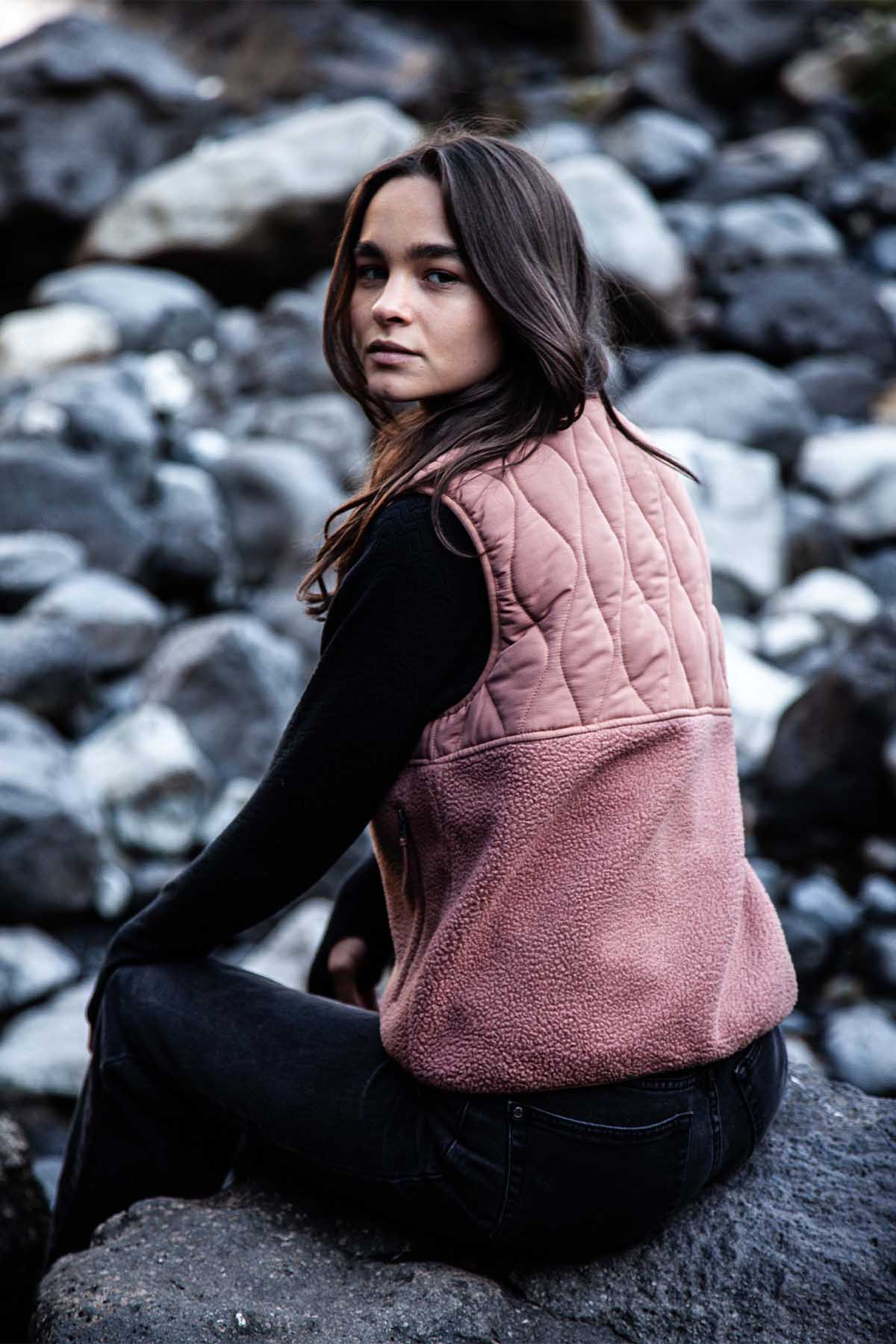 Chaqueta Sin Mangas Vest Mujer Solid - Terracota