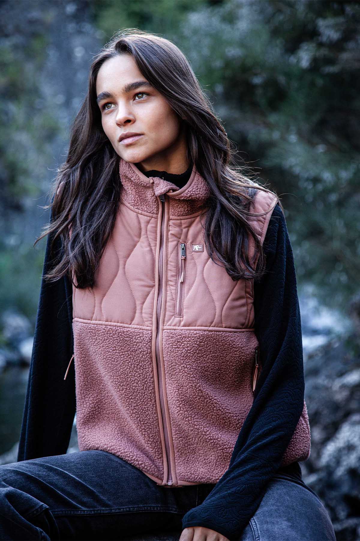 Chaqueta Sin Mangas Vest Mujer Solid - Terracota