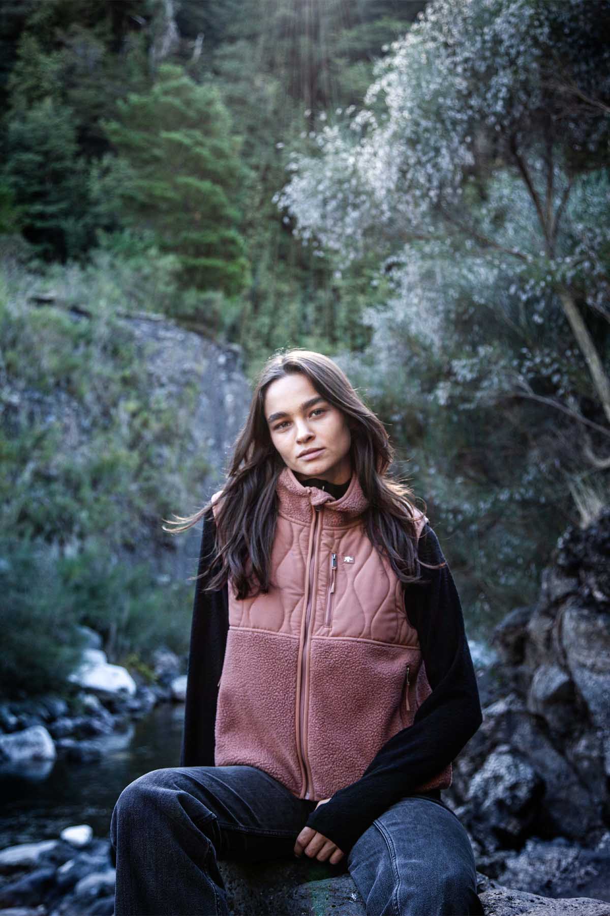 Chaqueta Sin Mangas Vest Mujer Solid - Terracota