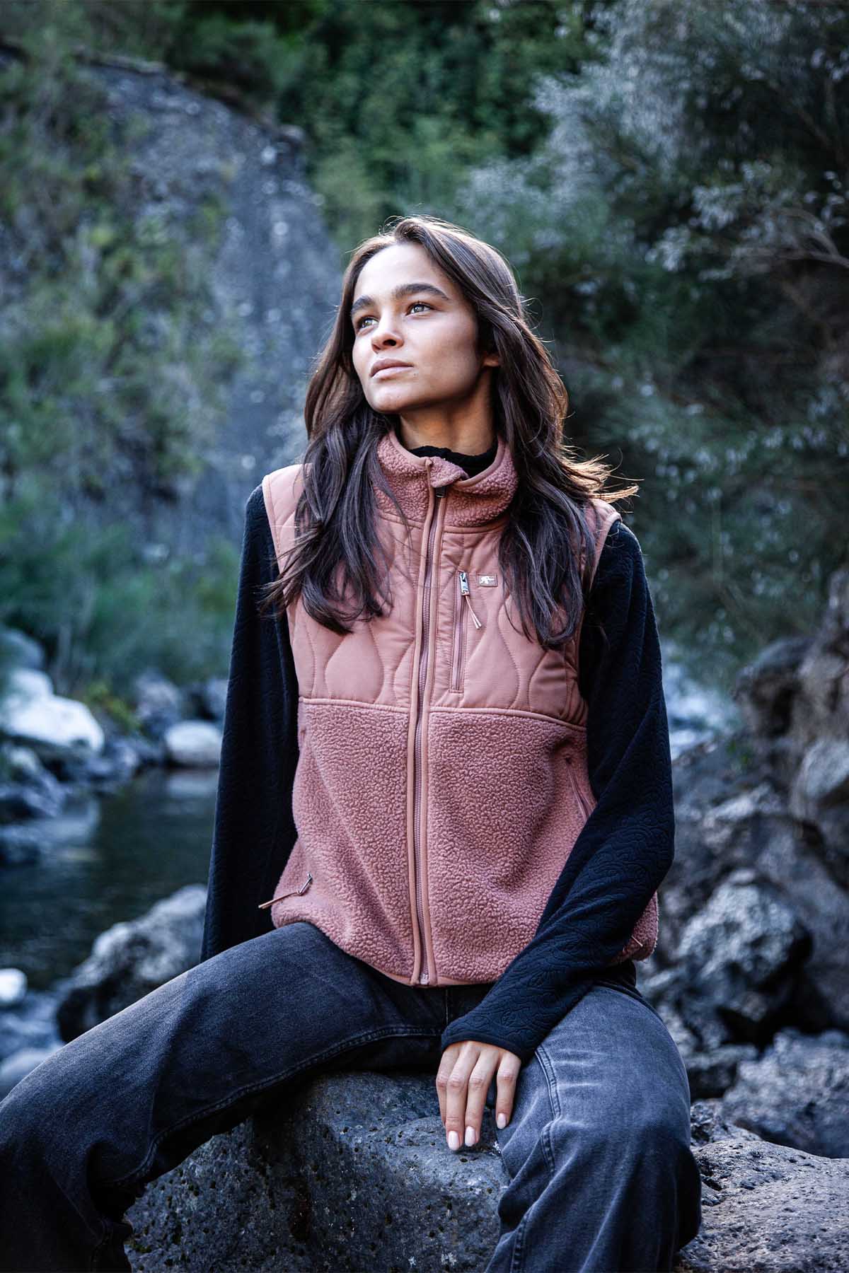 Chaqueta Sin Mangas Vest Mujer Solid - Terracota