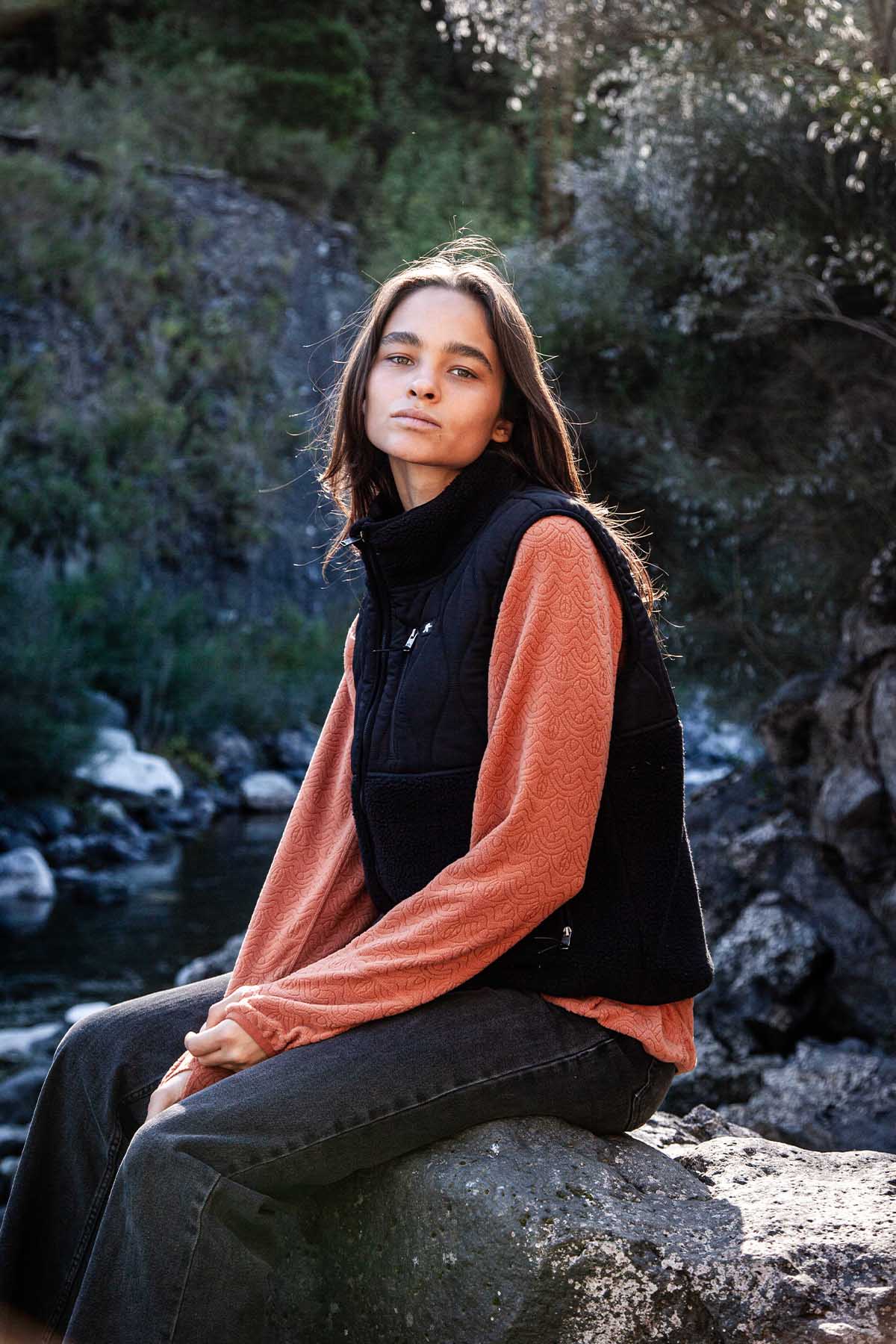 Chaqueta Sin Mangas Vest Mujer - Negra Dark Slate Gray