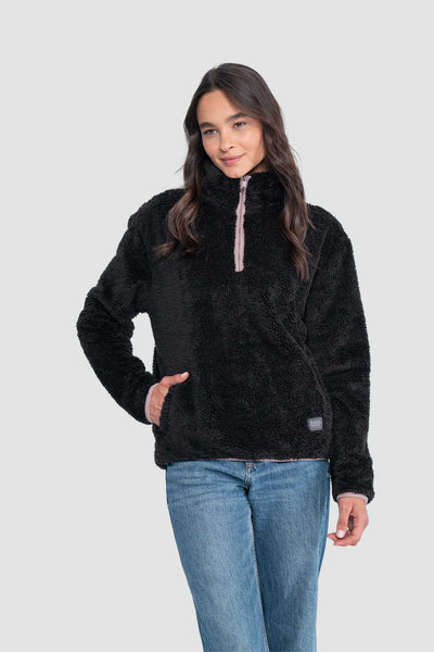 Chiporro Medio Cierre Shaggy Solid Mujer - Negro Lavender