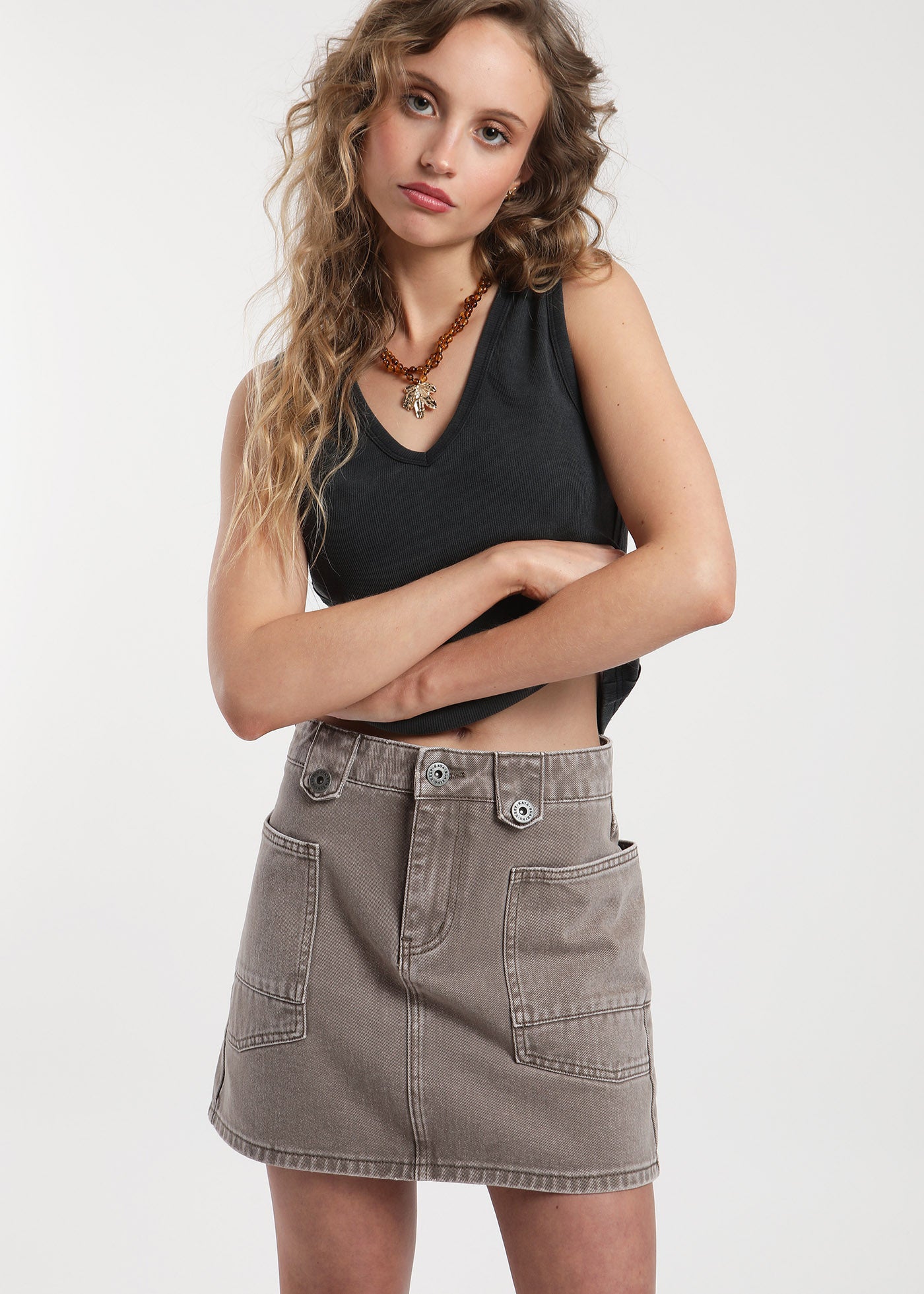 Falda Denim - Taupe