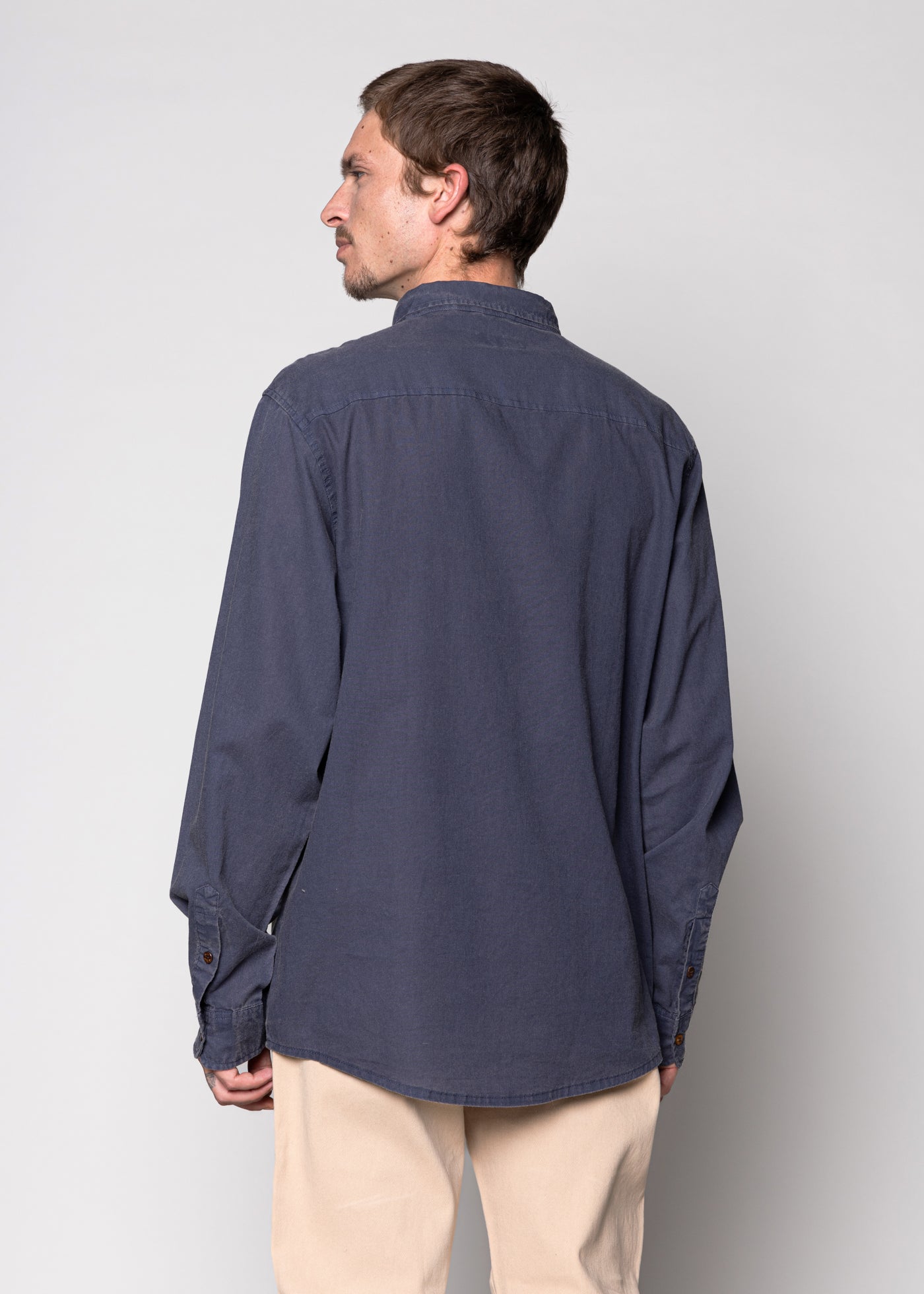 Camisa Long Cotton Solid Navy