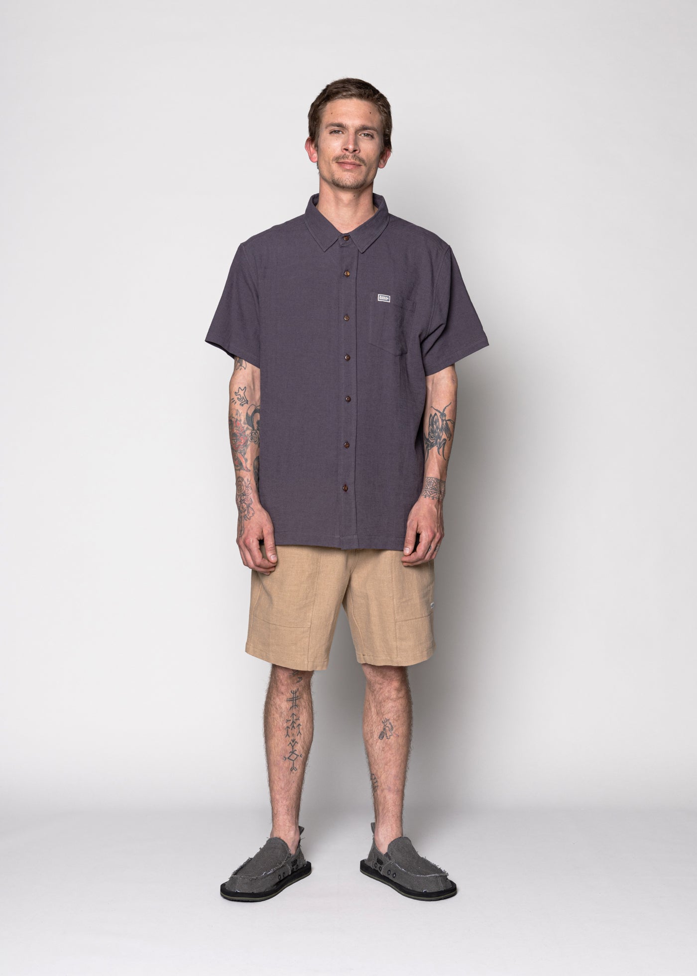 Camisa Lino Solid Blue
