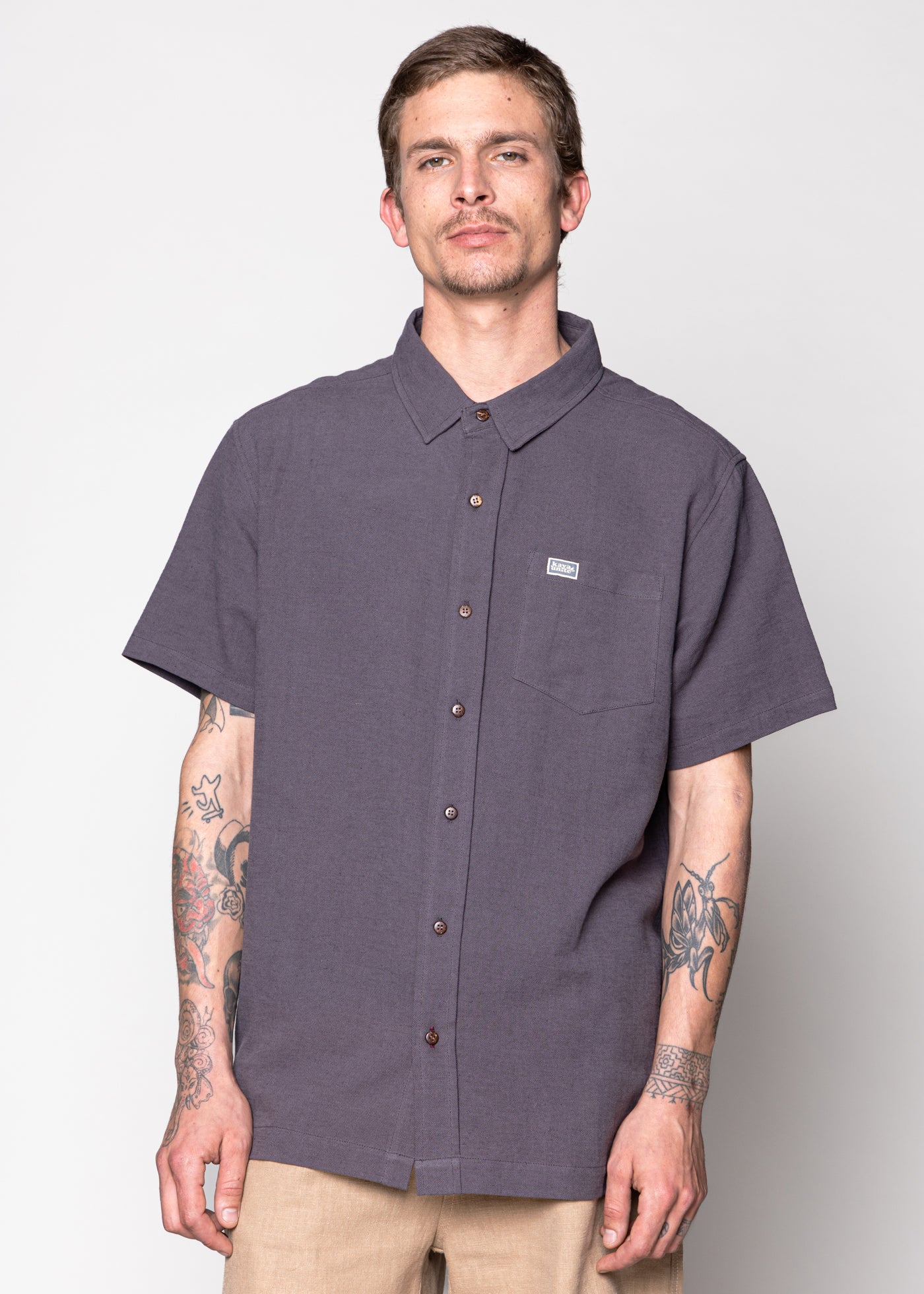 Camisa Lino Solid Blue