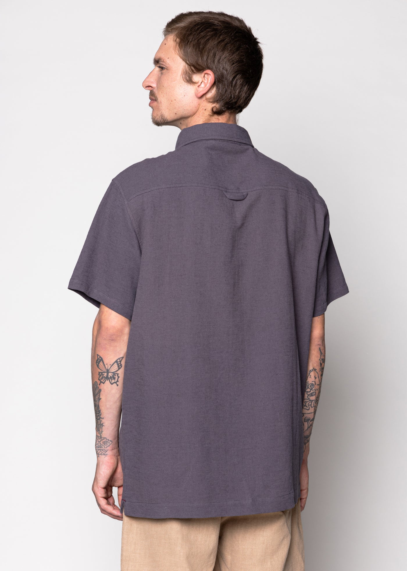 Camisa Lino Solid Blue