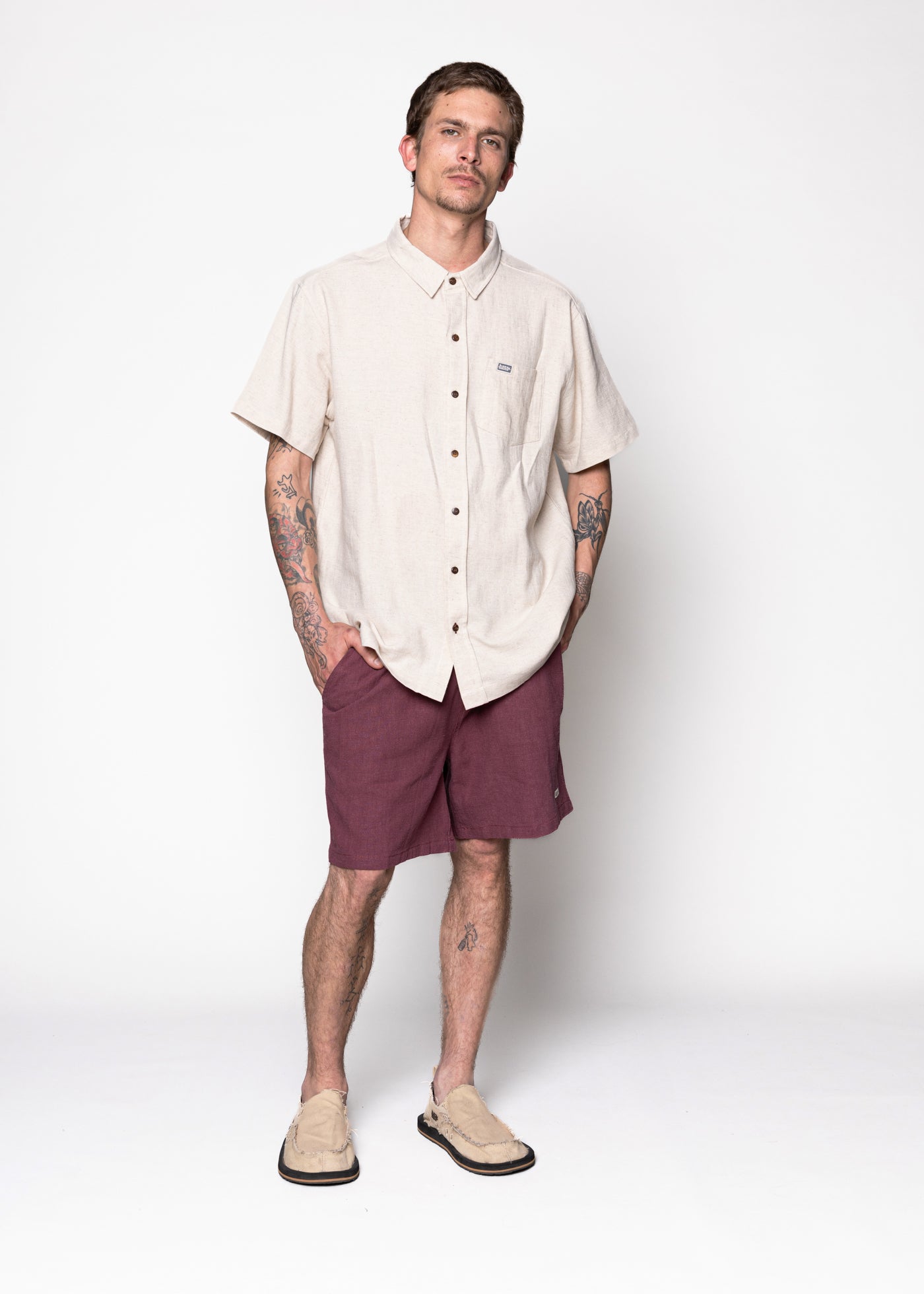 Camisa Lino Solid Sand