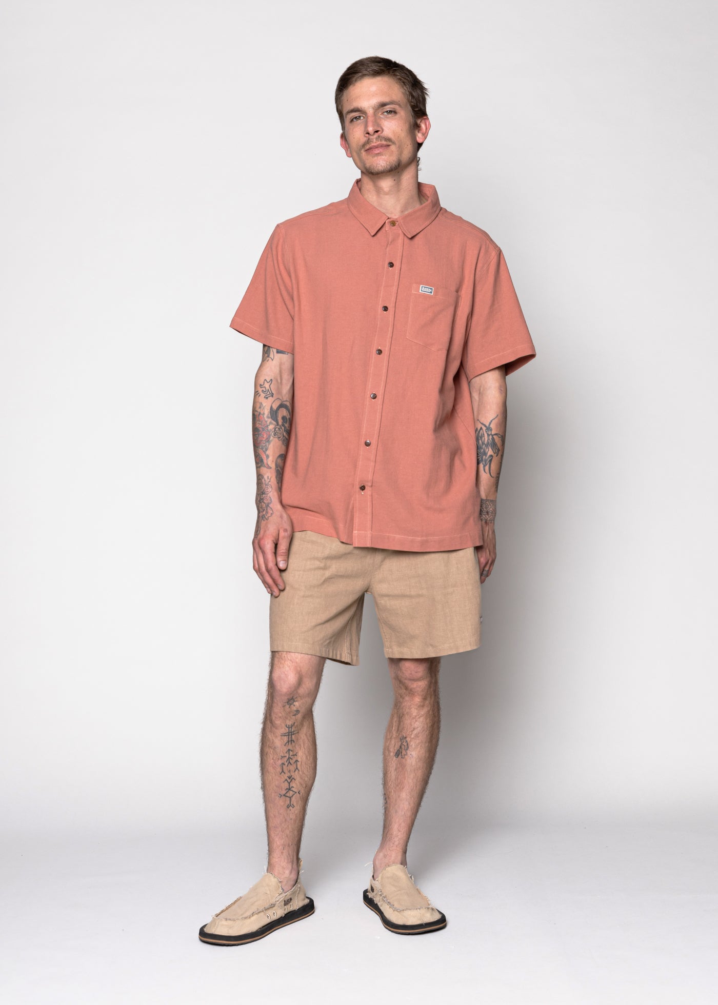 Camisa Lino Solid Lt Ginger