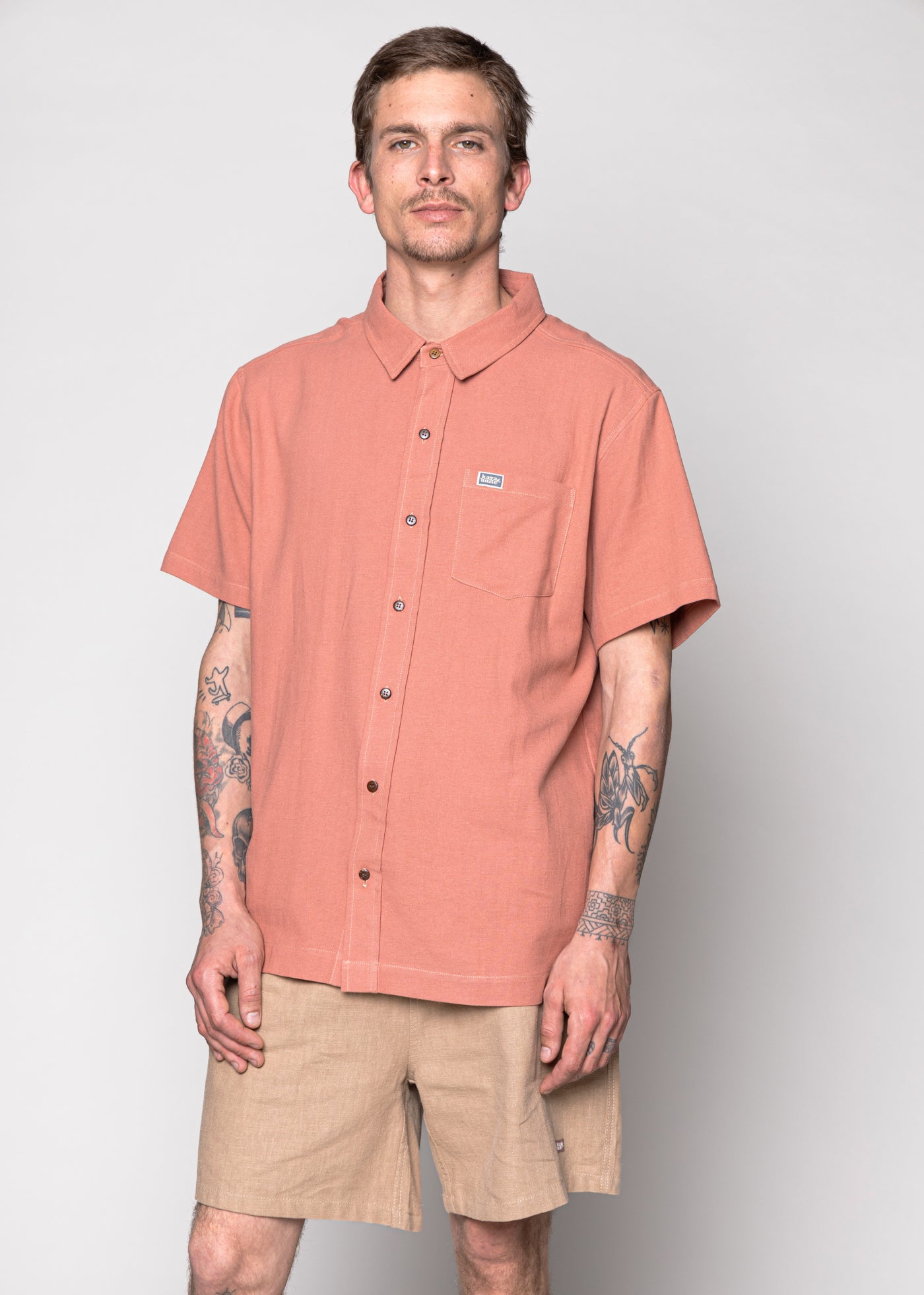 Camisa Lino Solid Lt Ginger