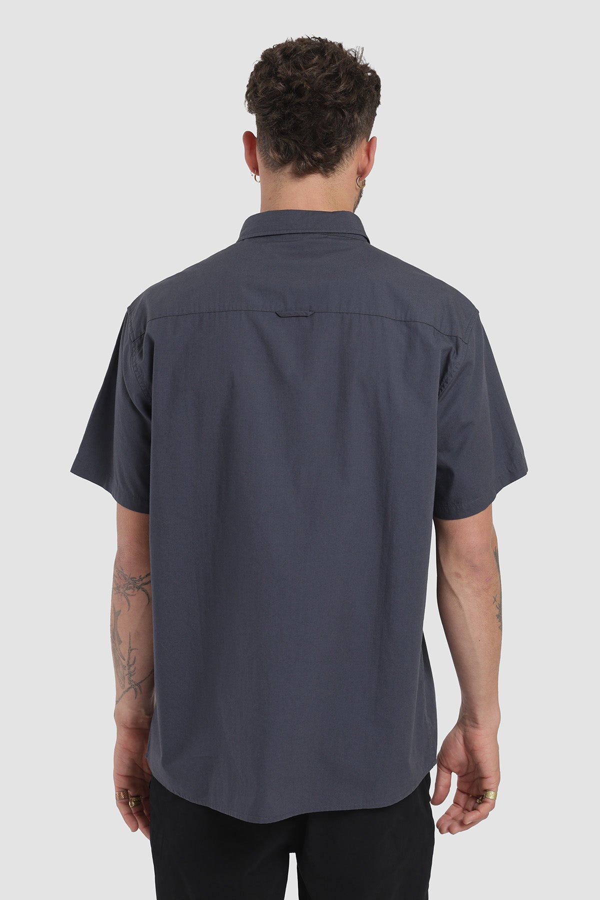 Camisa Manga Corta Algodón Hombre - Azul Marino