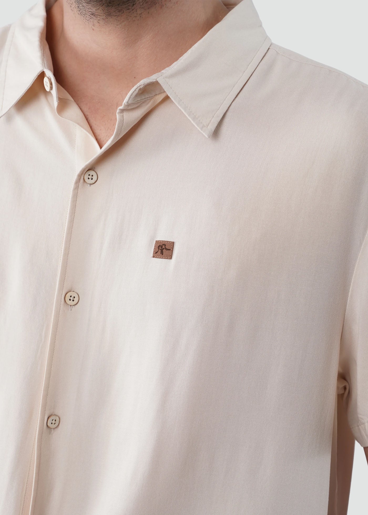 Camisa Hombre Viscosa - Crema