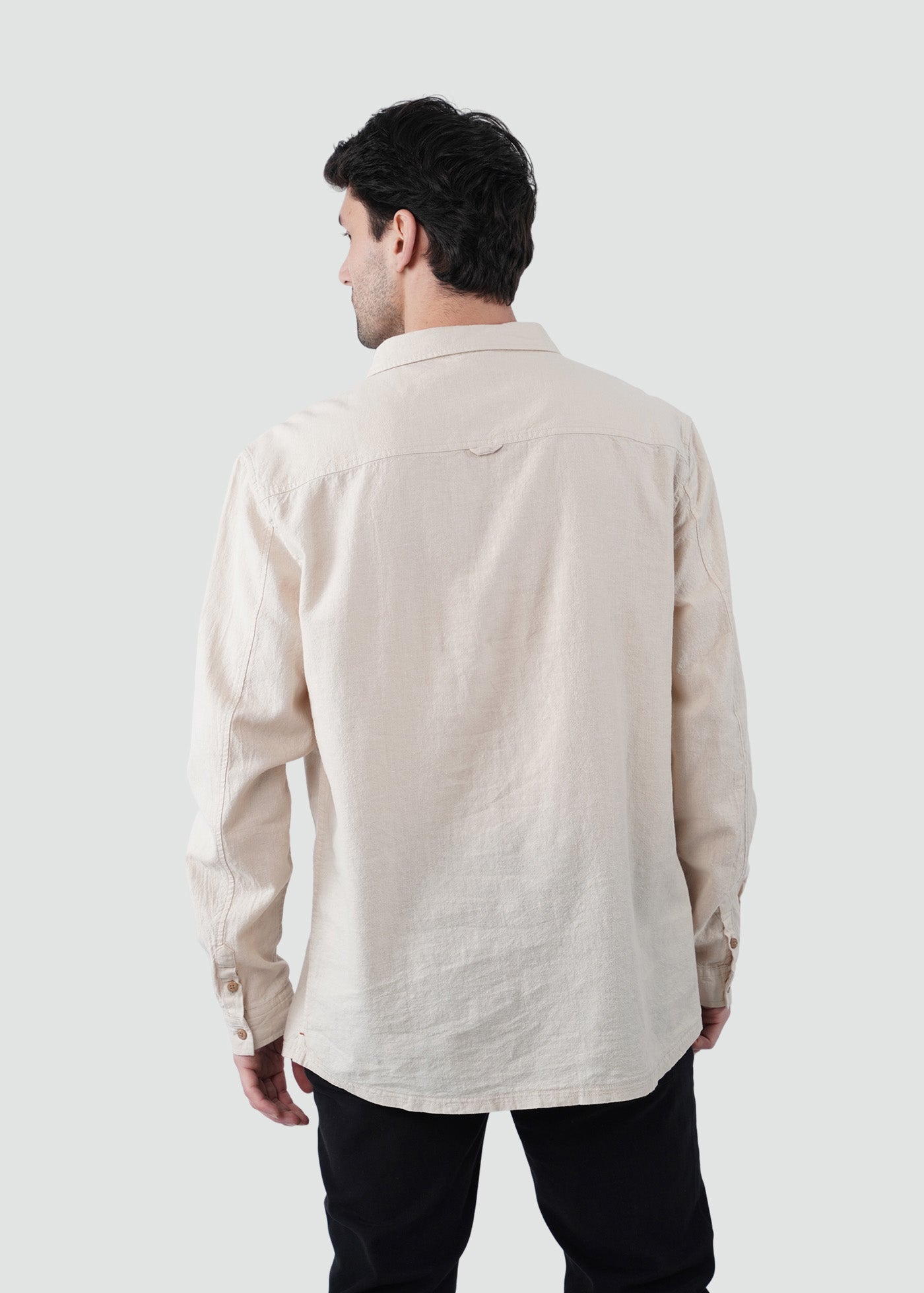 Camisa Hombre Lino Manga Larga - Sand